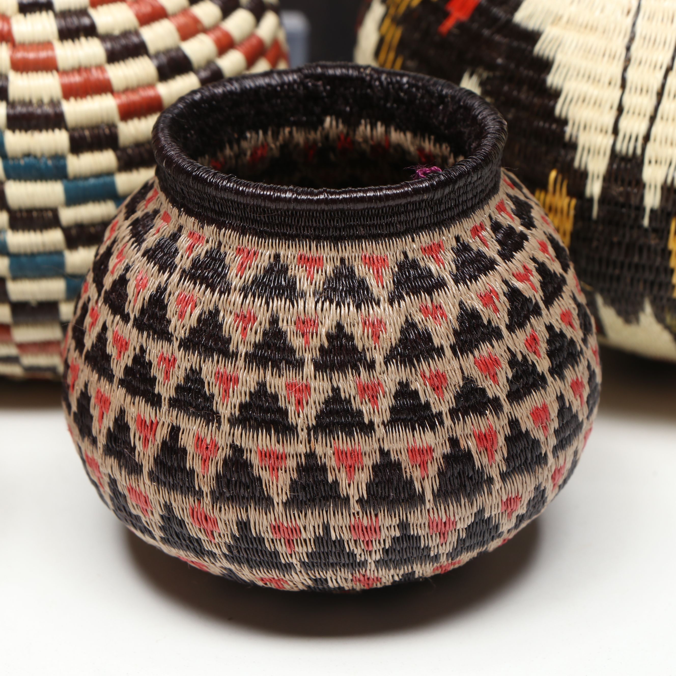 Panamanian Emberá-Wounaan Polychrome Chunga and Nahuala Fiber Baskets