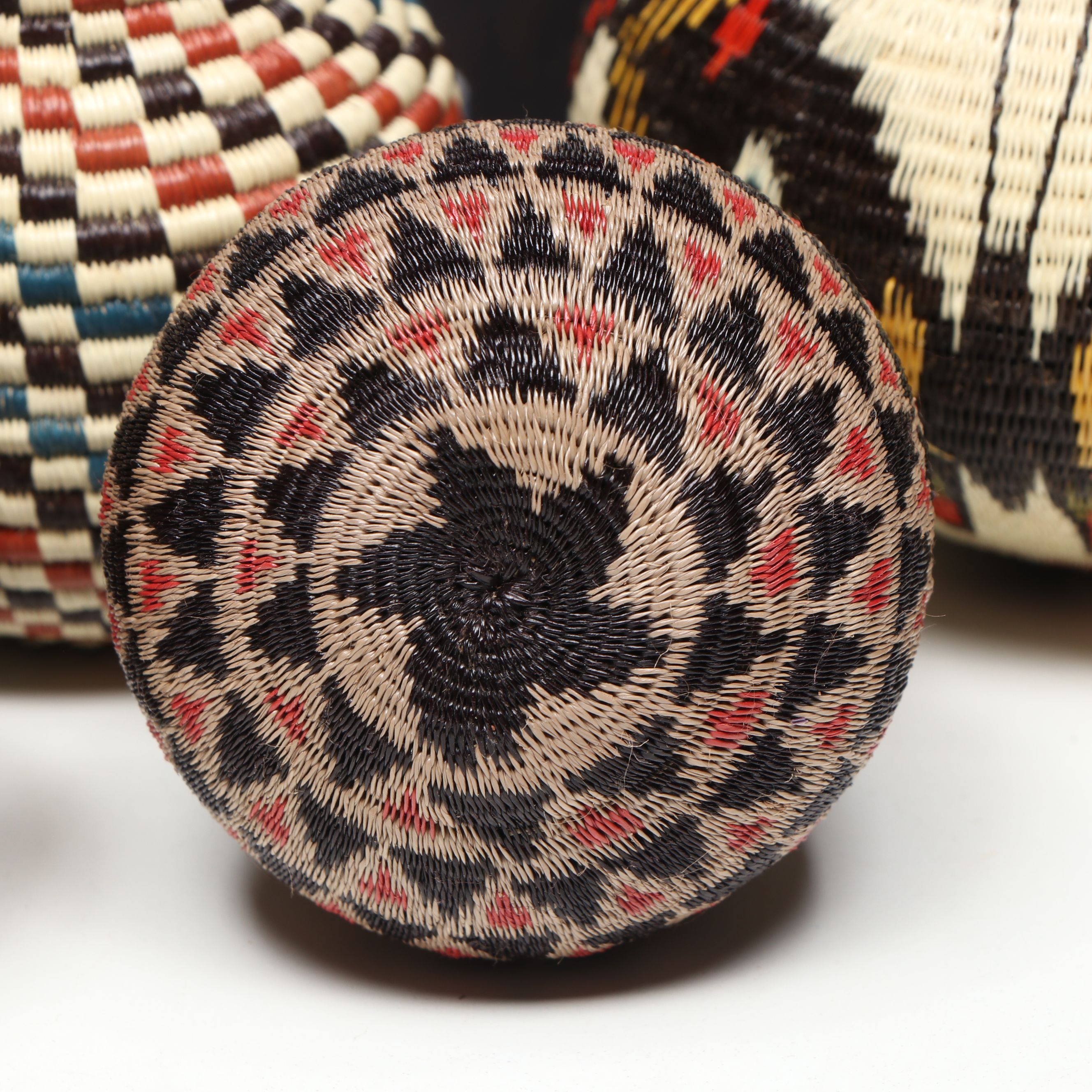 Panamanian Emberá-Wounaan Polychrome Chunga and Nahuala Fiber Baskets