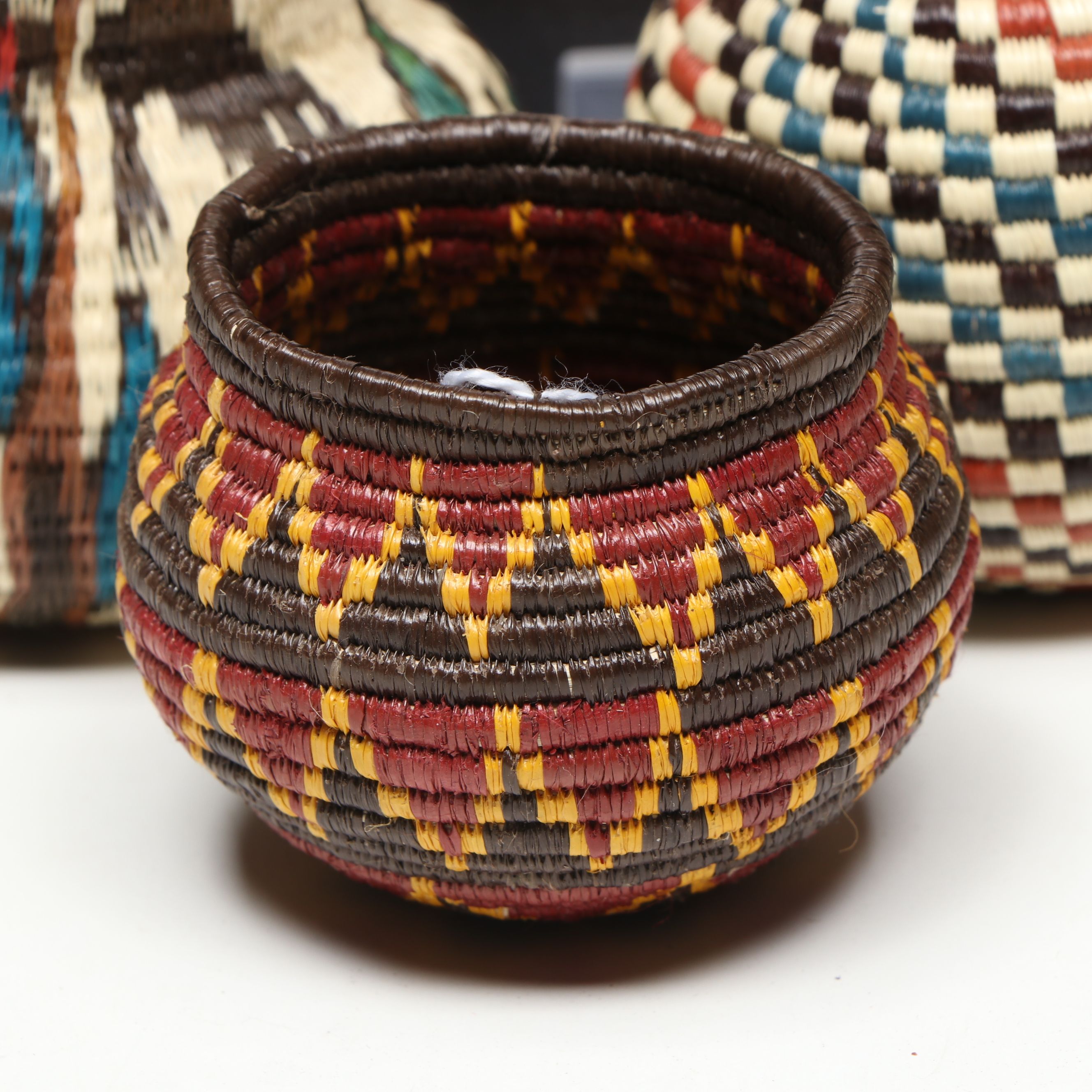 Panamanian Emberá-Wounaan Polychrome Chunga and Nahuala Fiber Baskets