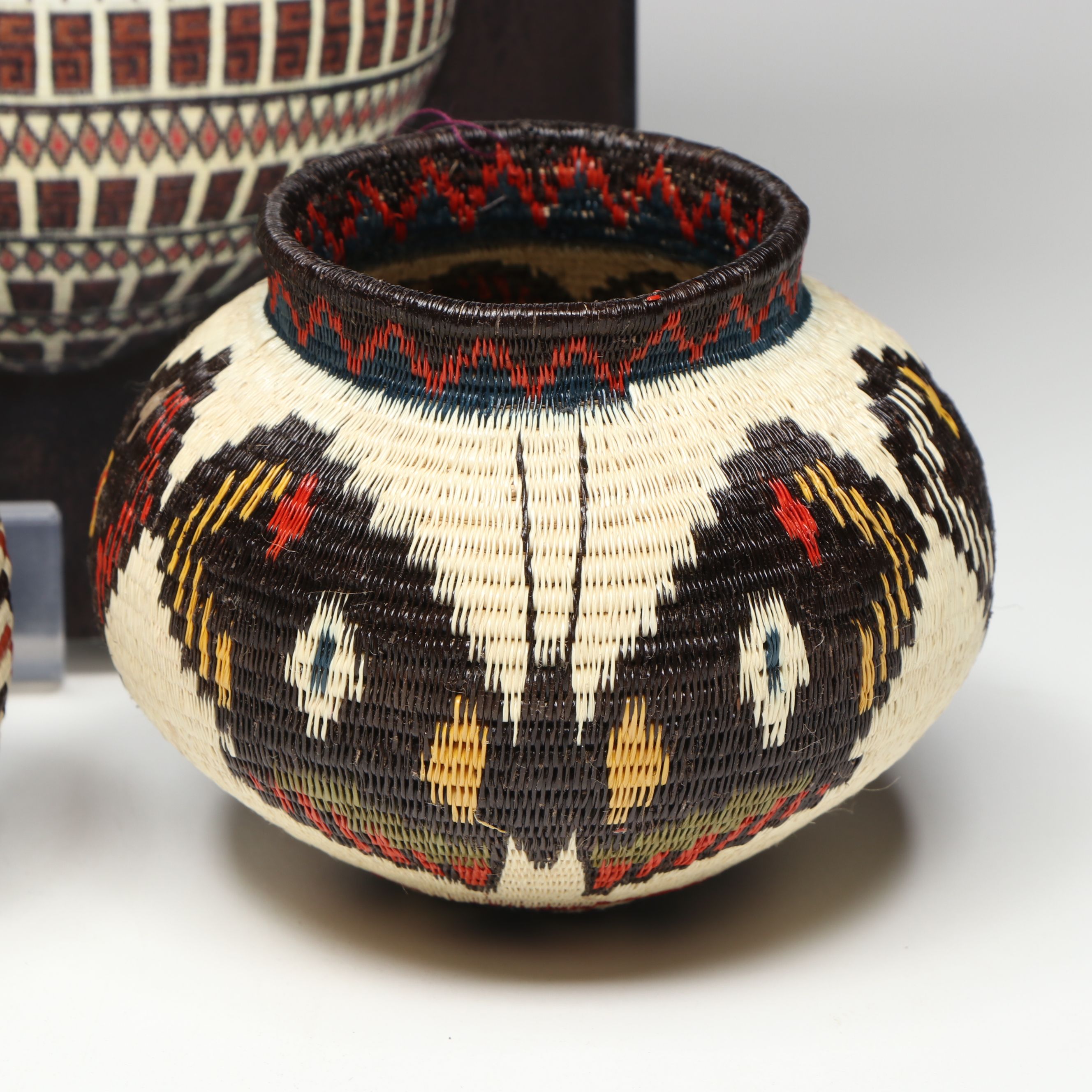 Panamanian Emberá-Wounaan Polychrome Chunga and Nahuala Fiber Baskets