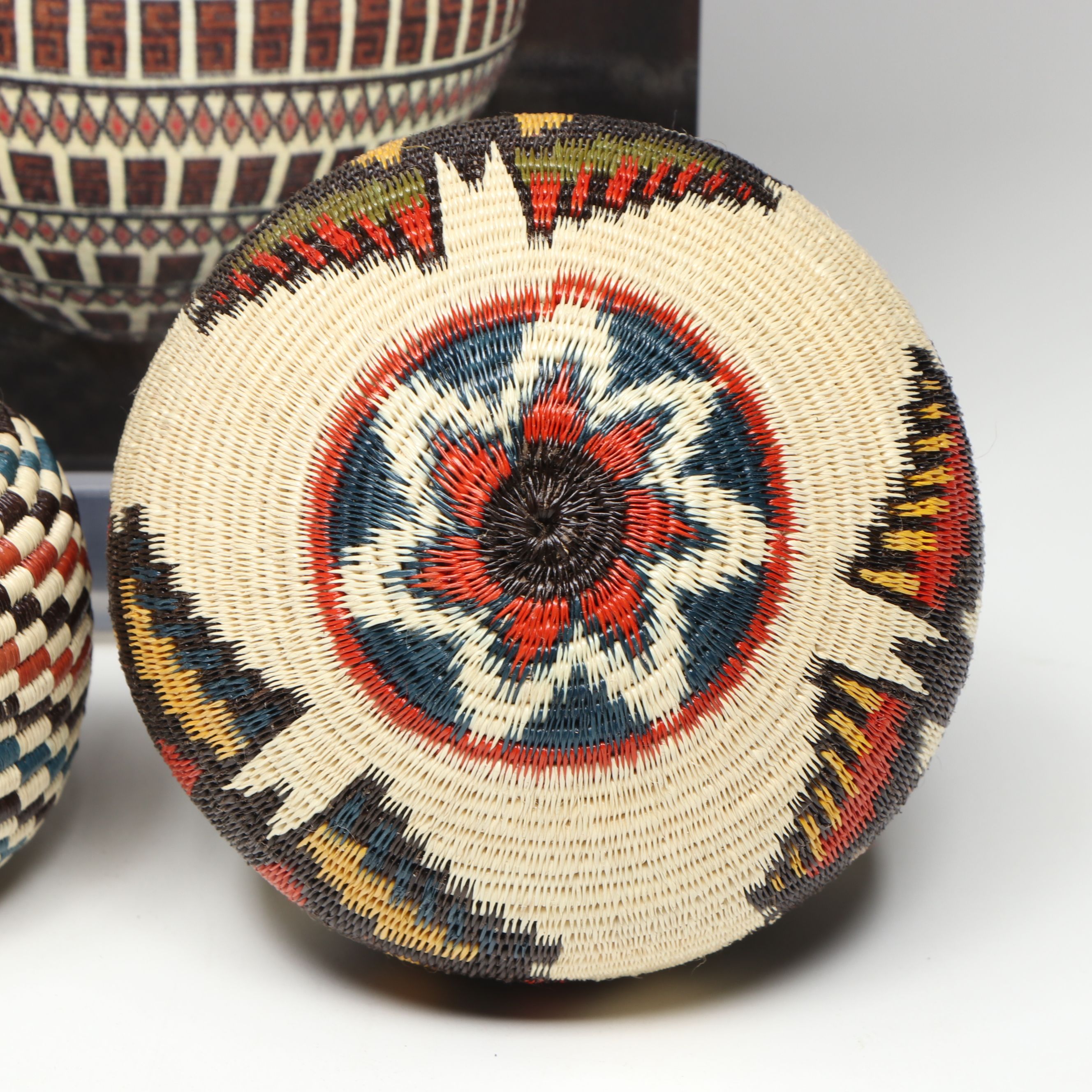 Panamanian Emberá-Wounaan Polychrome Chunga and Nahuala Fiber Baskets
