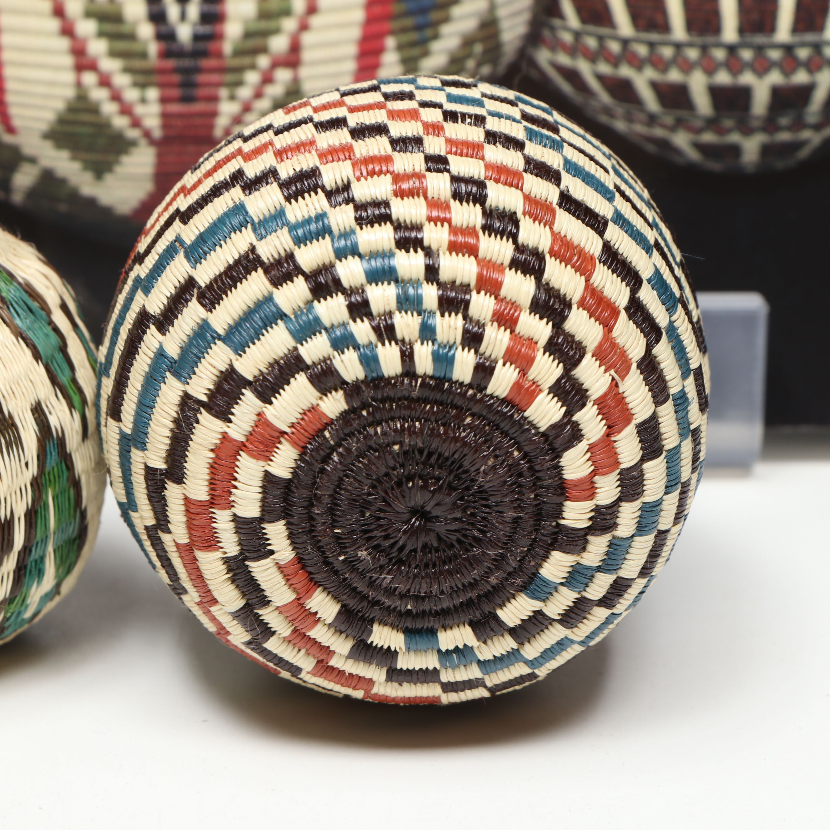 Panamanian Emberá-Wounaan Polychrome Chunga and Nahuala Fiber Baskets