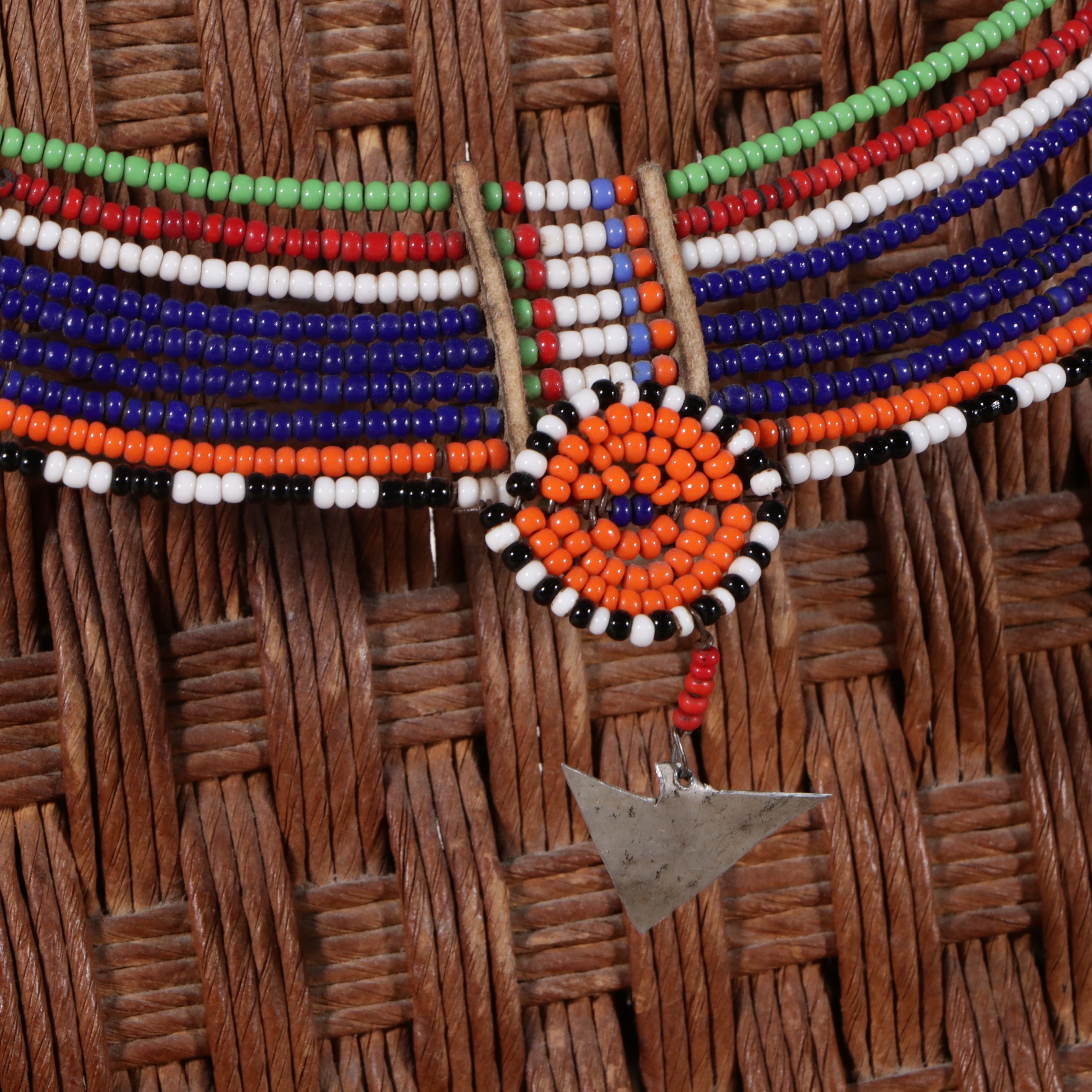 Victorian Aesthetic Movement Wood Rocking Chair with African Maasai Collar