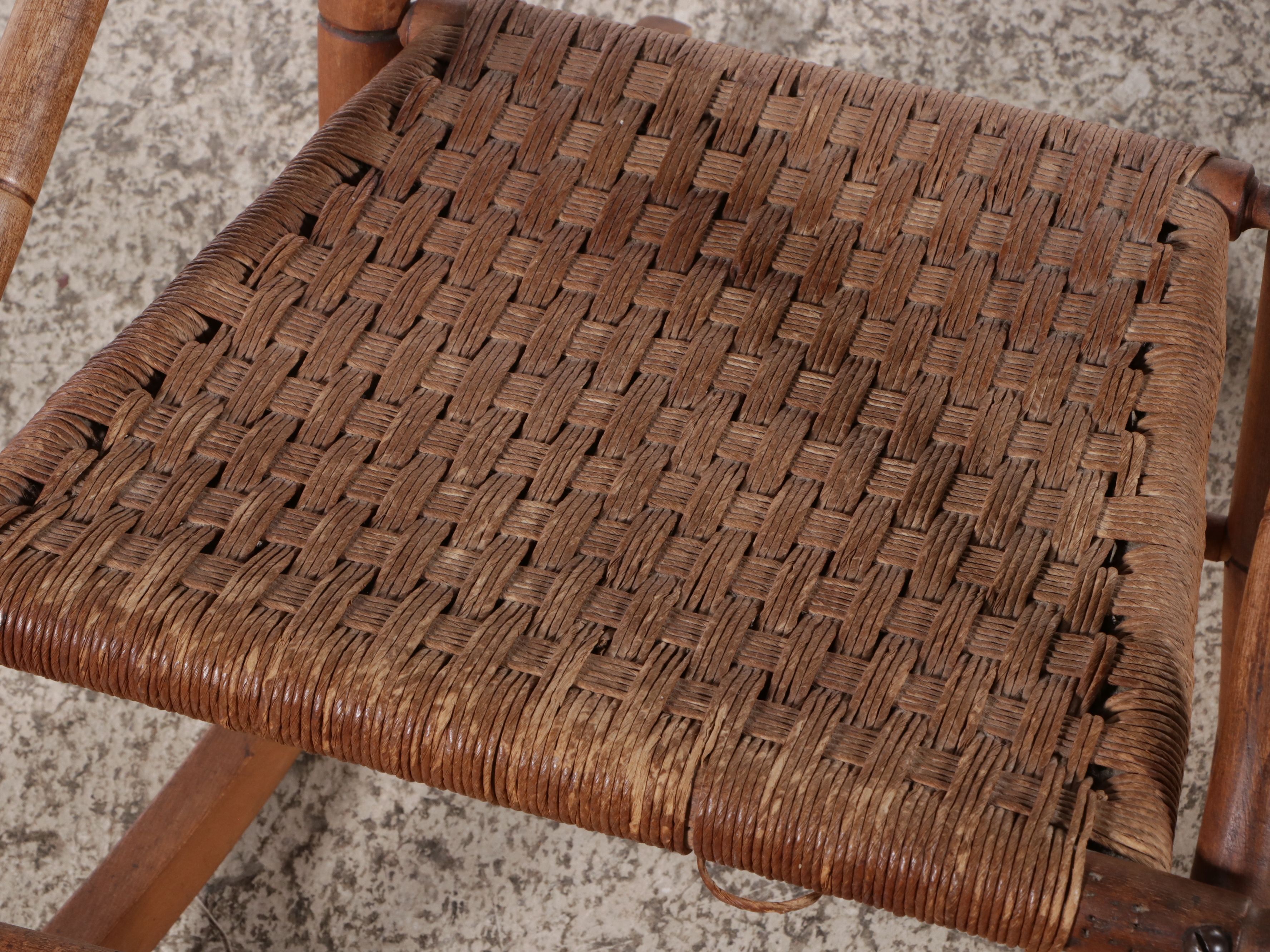 Victorian Aesthetic Movement Wood Rocking Chair with African Maasai Collar