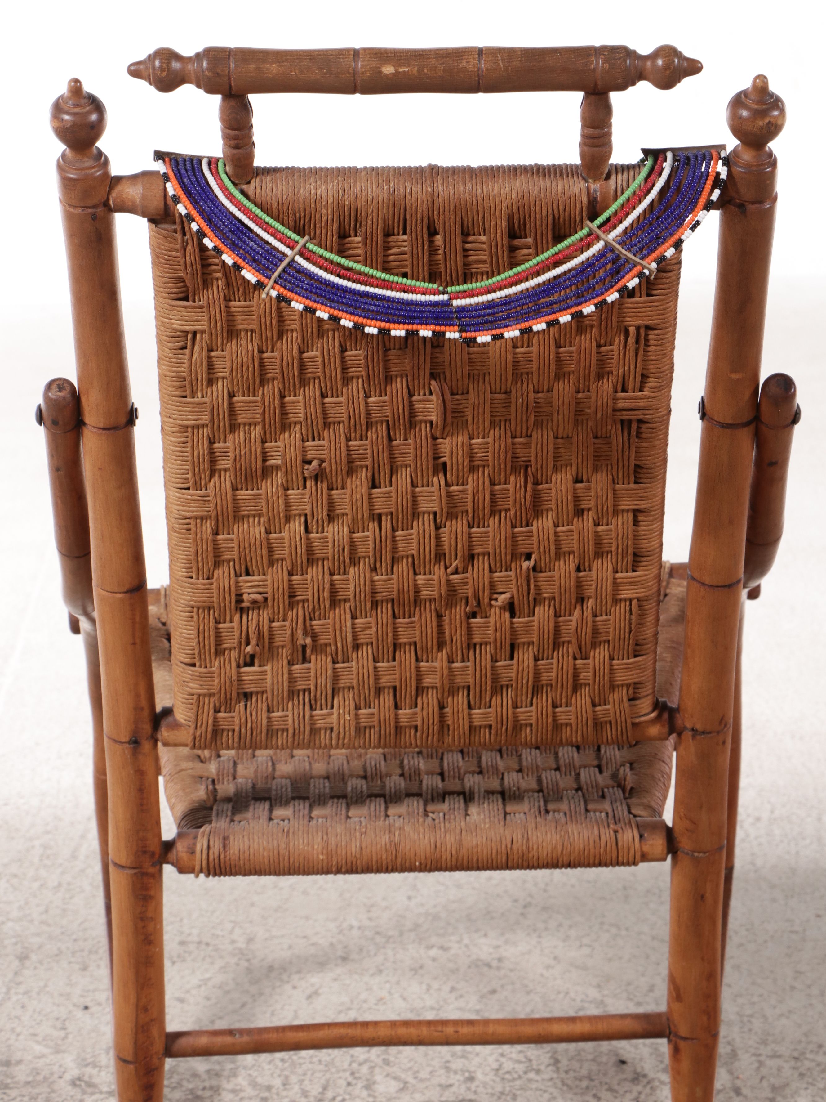 Victorian Aesthetic Movement Wood Rocking Chair with African Maasai Collar