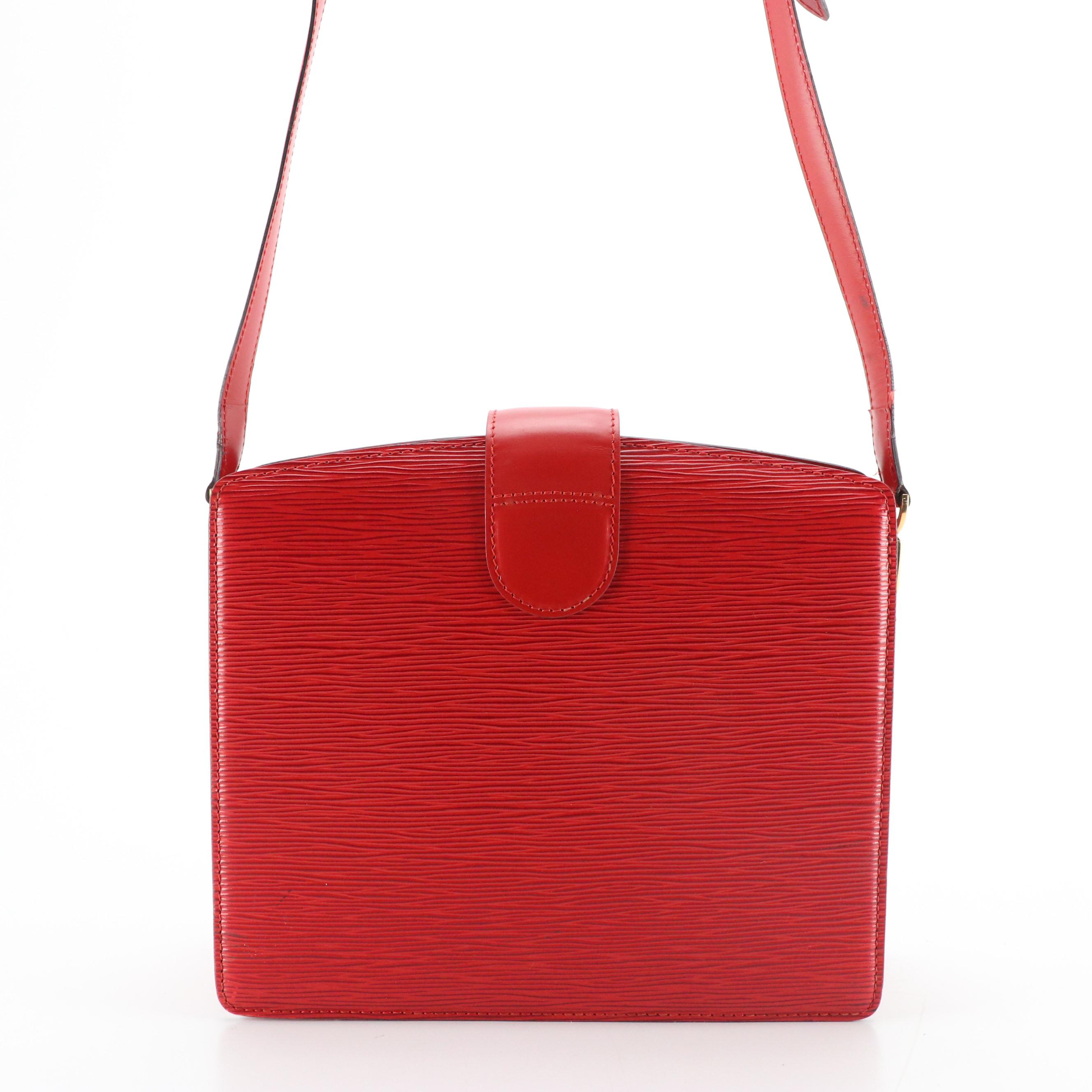Louis Vuitton Capucines Crossbody Bag in Red Epi and Smooth Leather