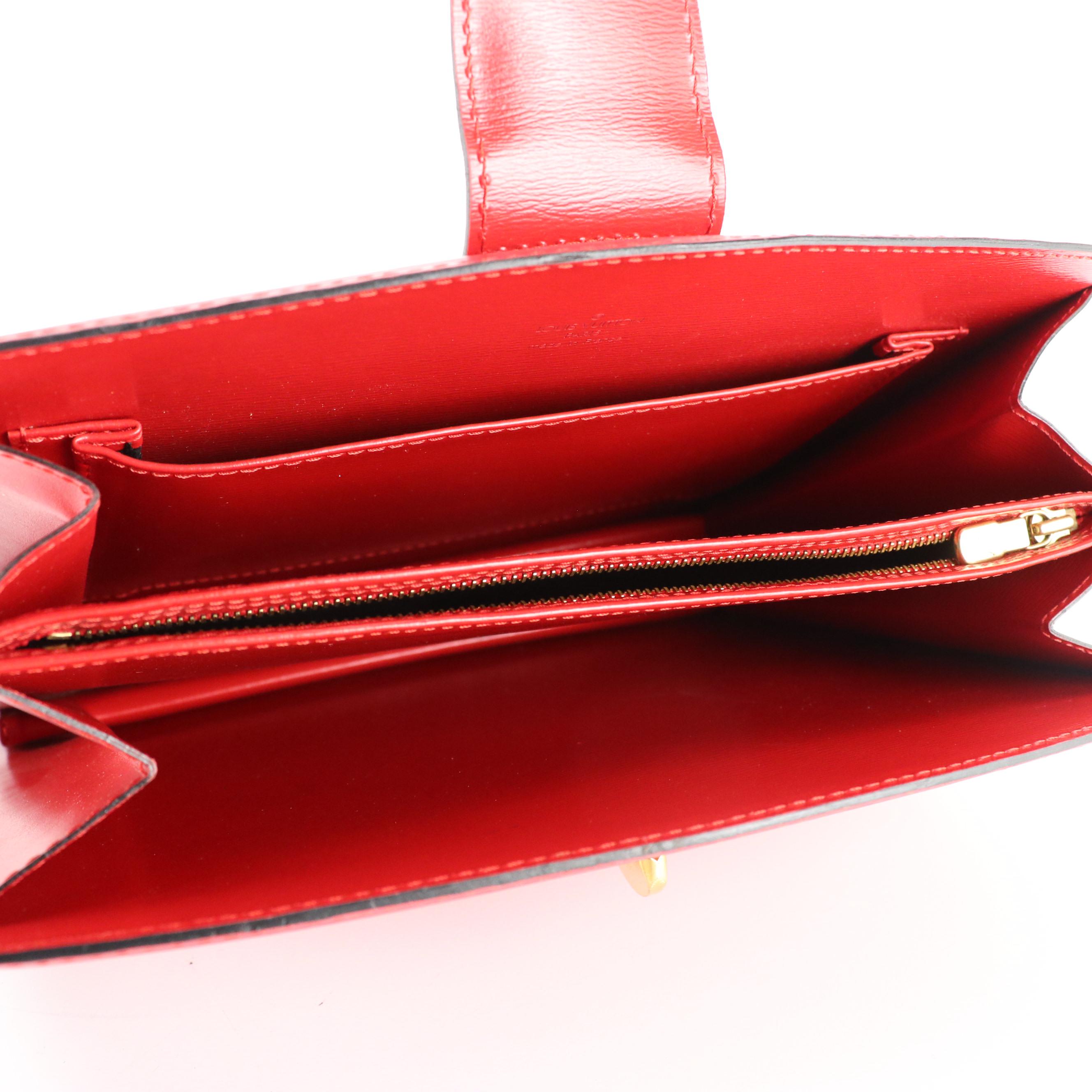 Louis Vuitton Capucines Crossbody Bag in Red Epi and Smooth Leather