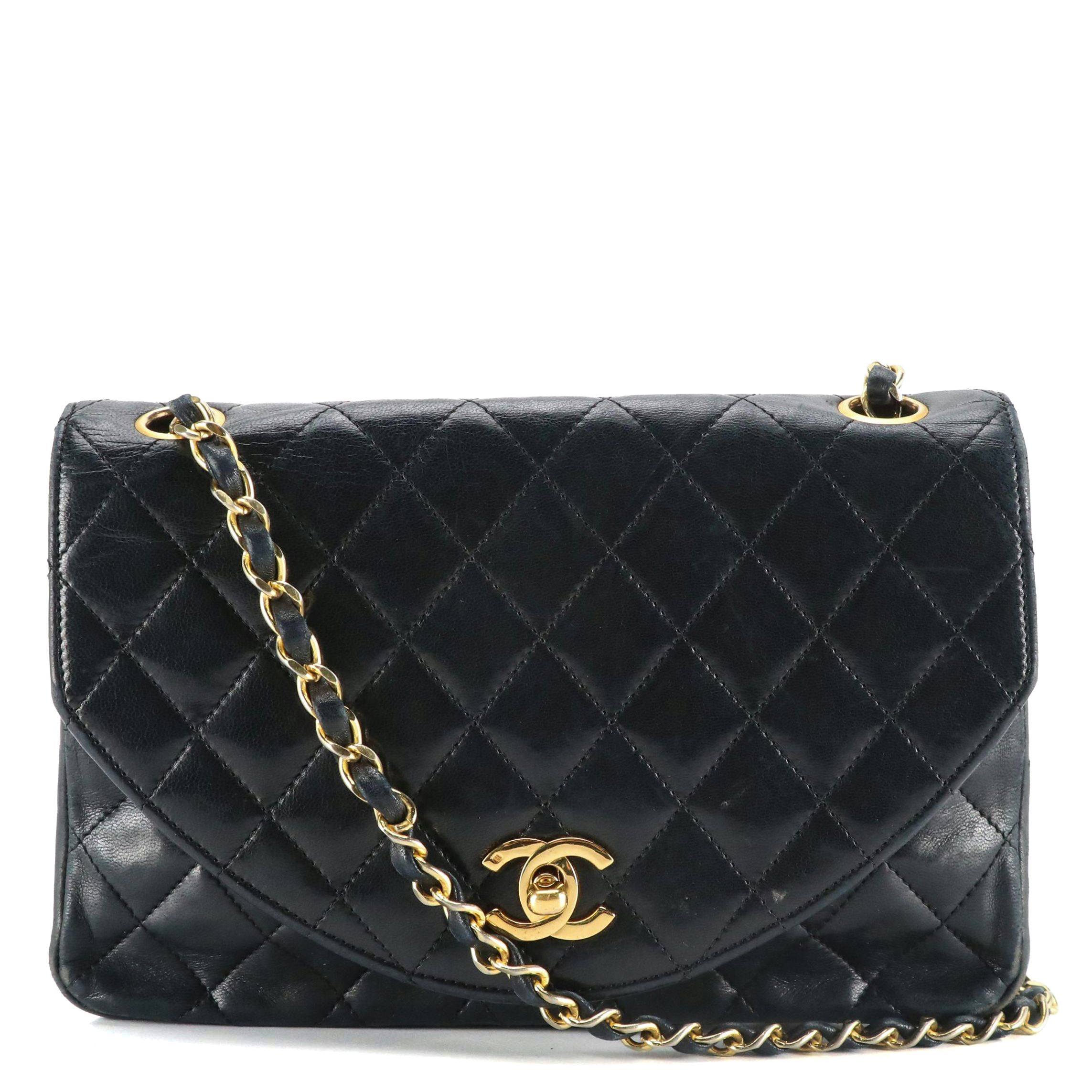 Chanel CC Round Flap Shoulder Bag in Quilted Lambskin Leather