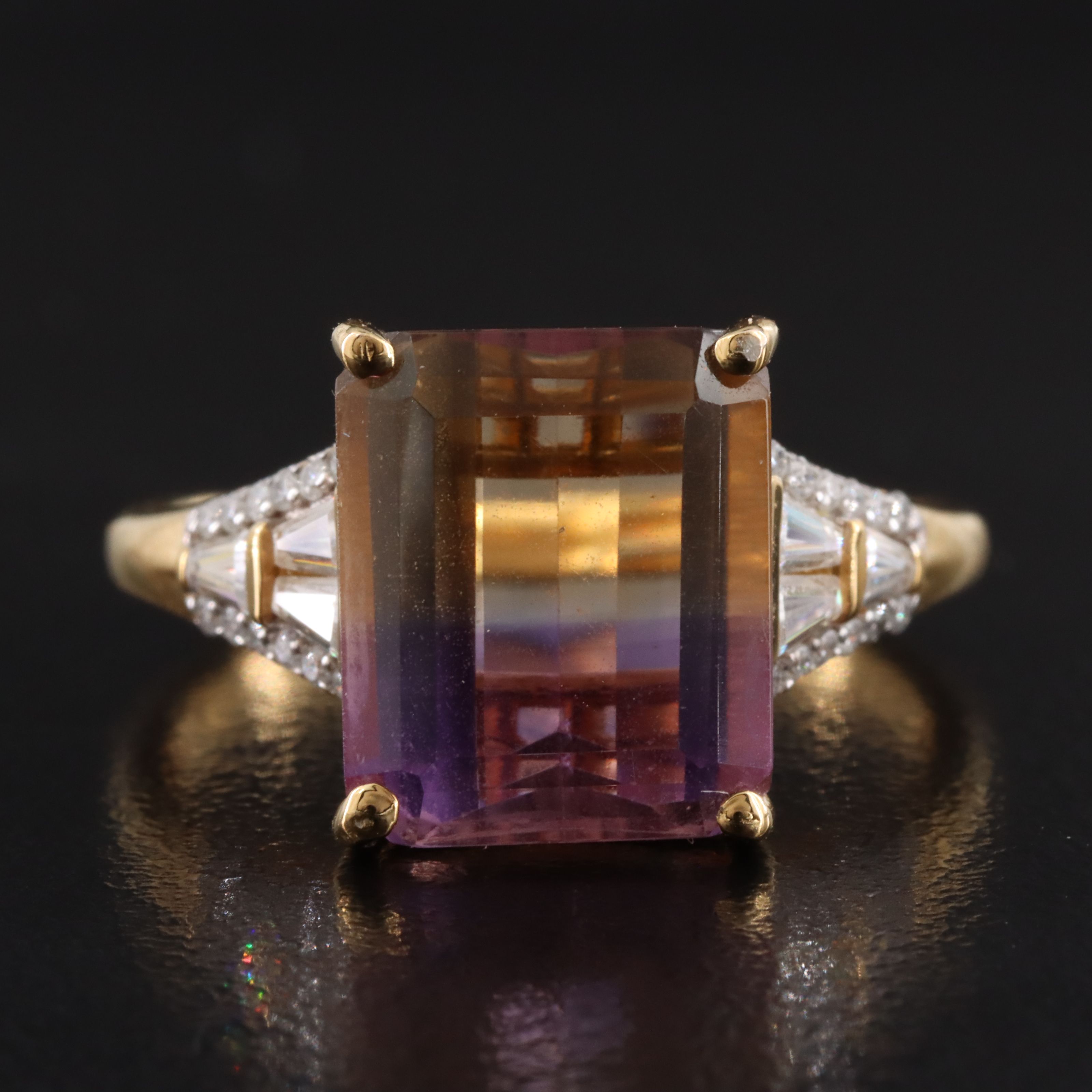 Sterling Ametrine and Moissanite ring