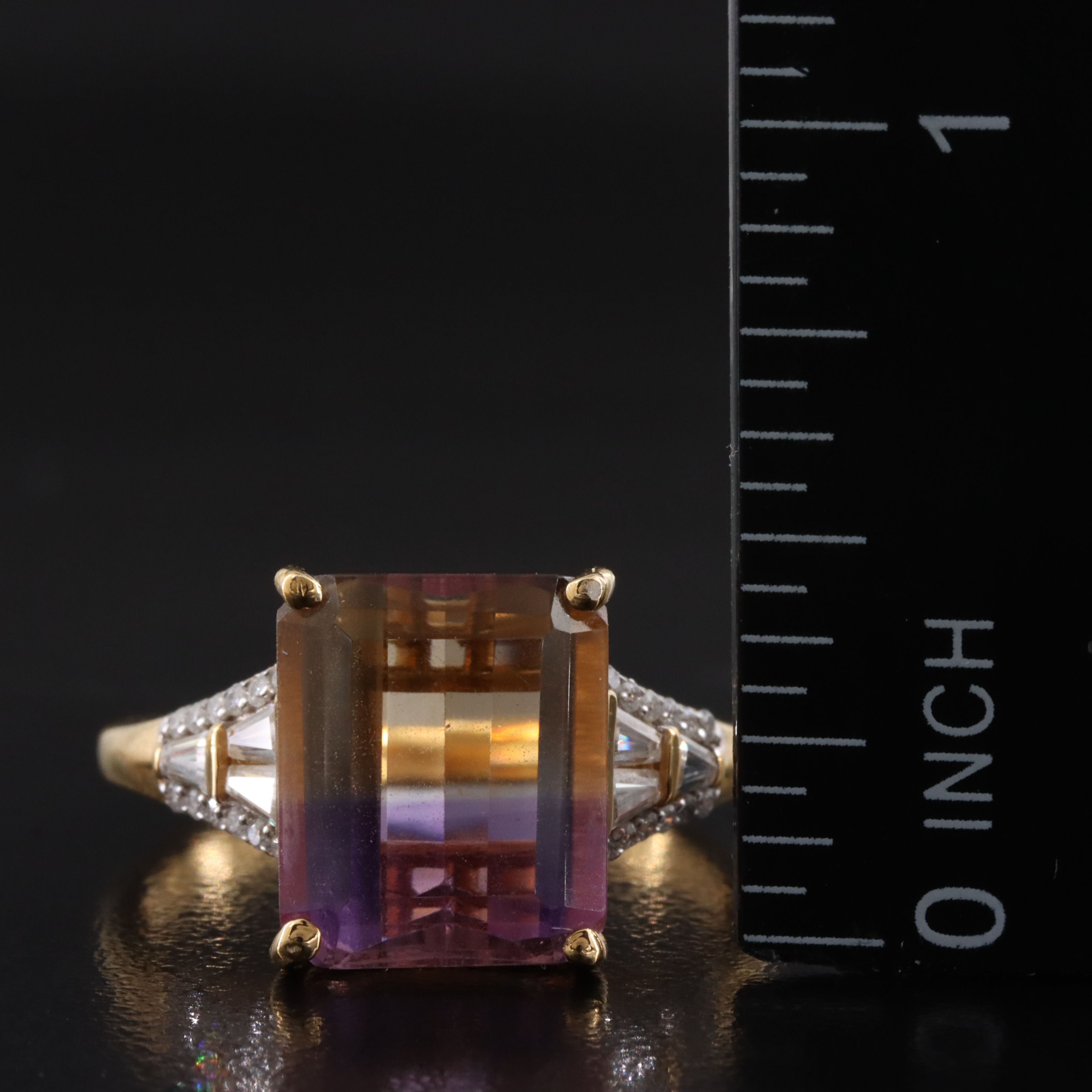 Sterling Ametrine and Moissanite ring