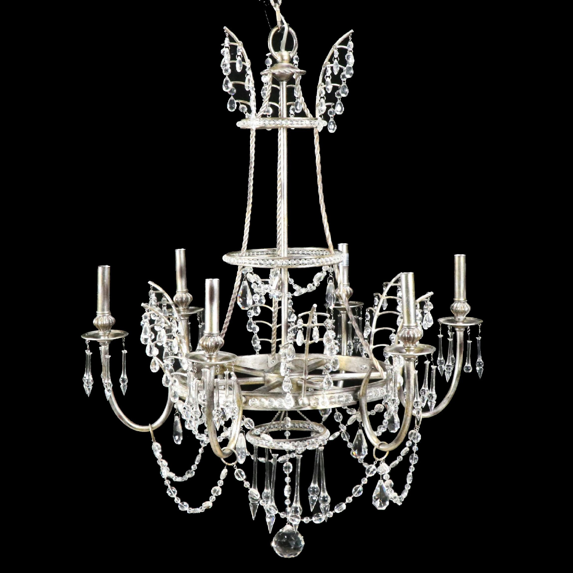 Pair of Champagne Gilt Metal Crystal Chandeliers, 21st Century