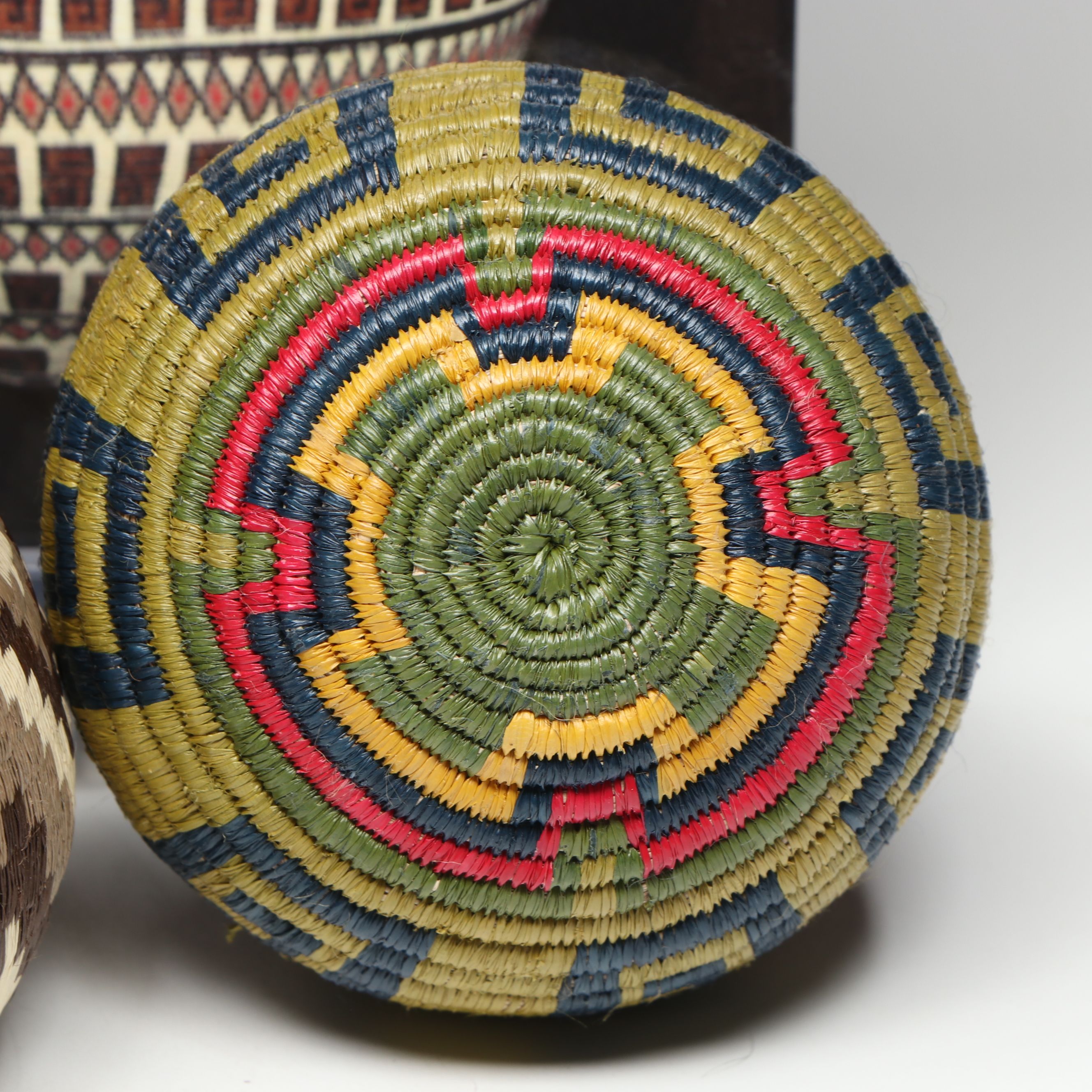 Panamanian Emberá-Wounaan Black Palm Chunga Fiber Geometric Baskets