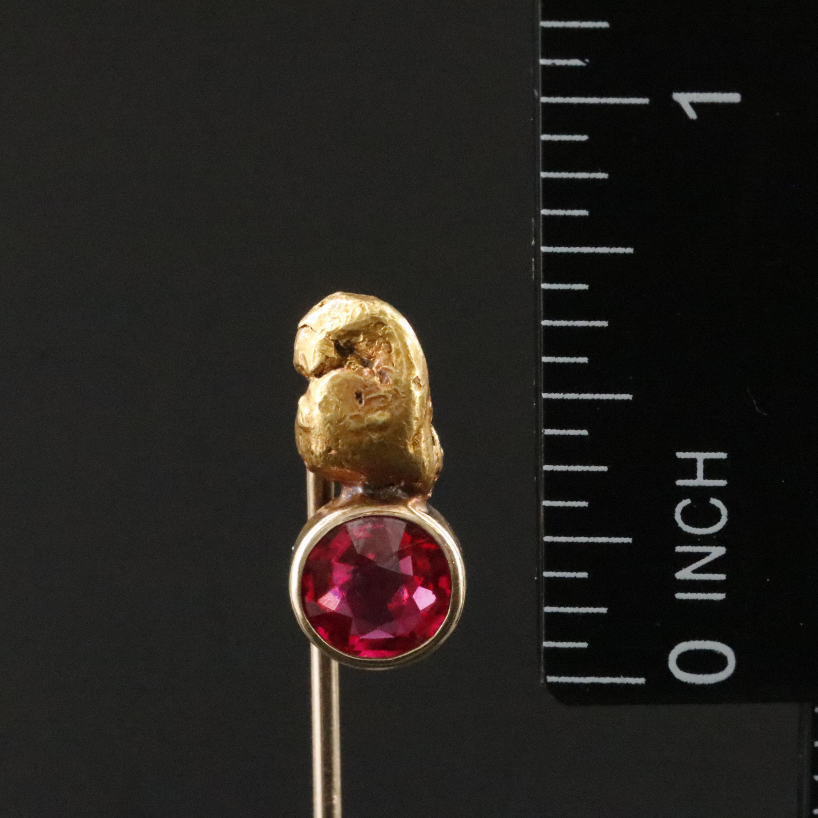 22K Gold Nugget Ruby Stickpin