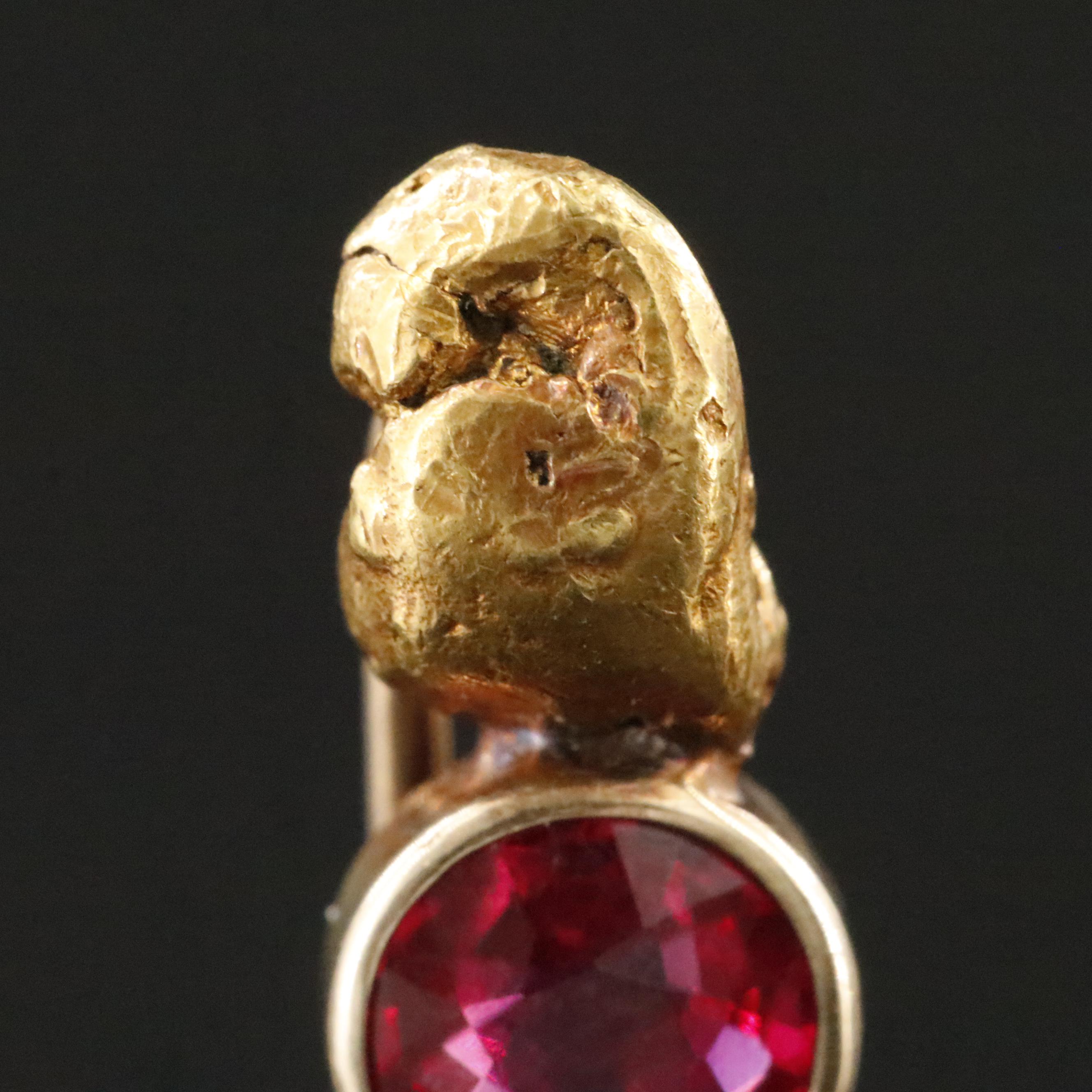 22K Gold Nugget Ruby Stickpin