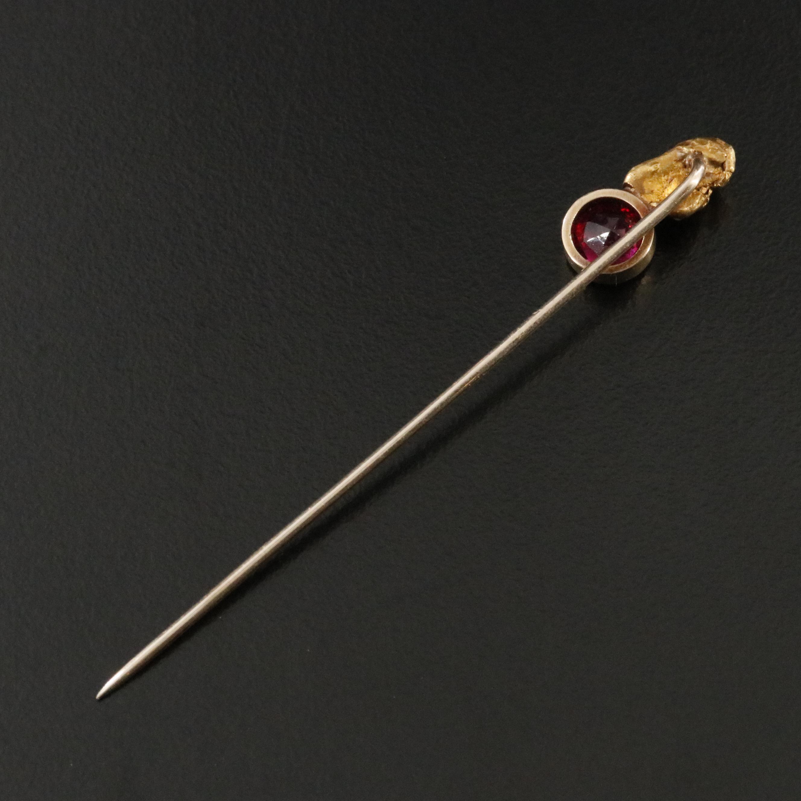 22K Gold Nugget Ruby Stickpin