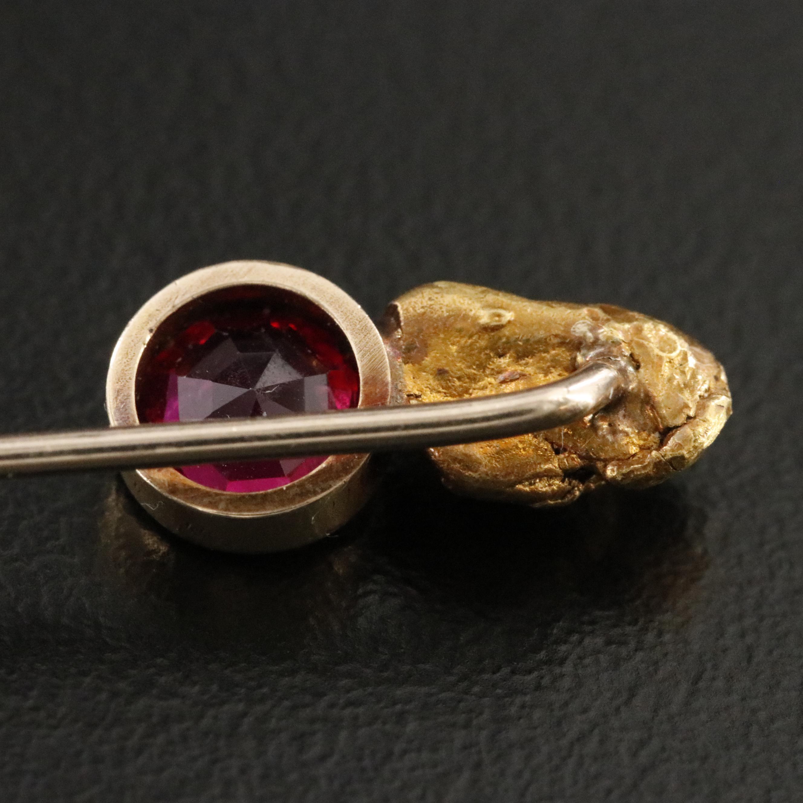 22K Gold Nugget Ruby Stickpin