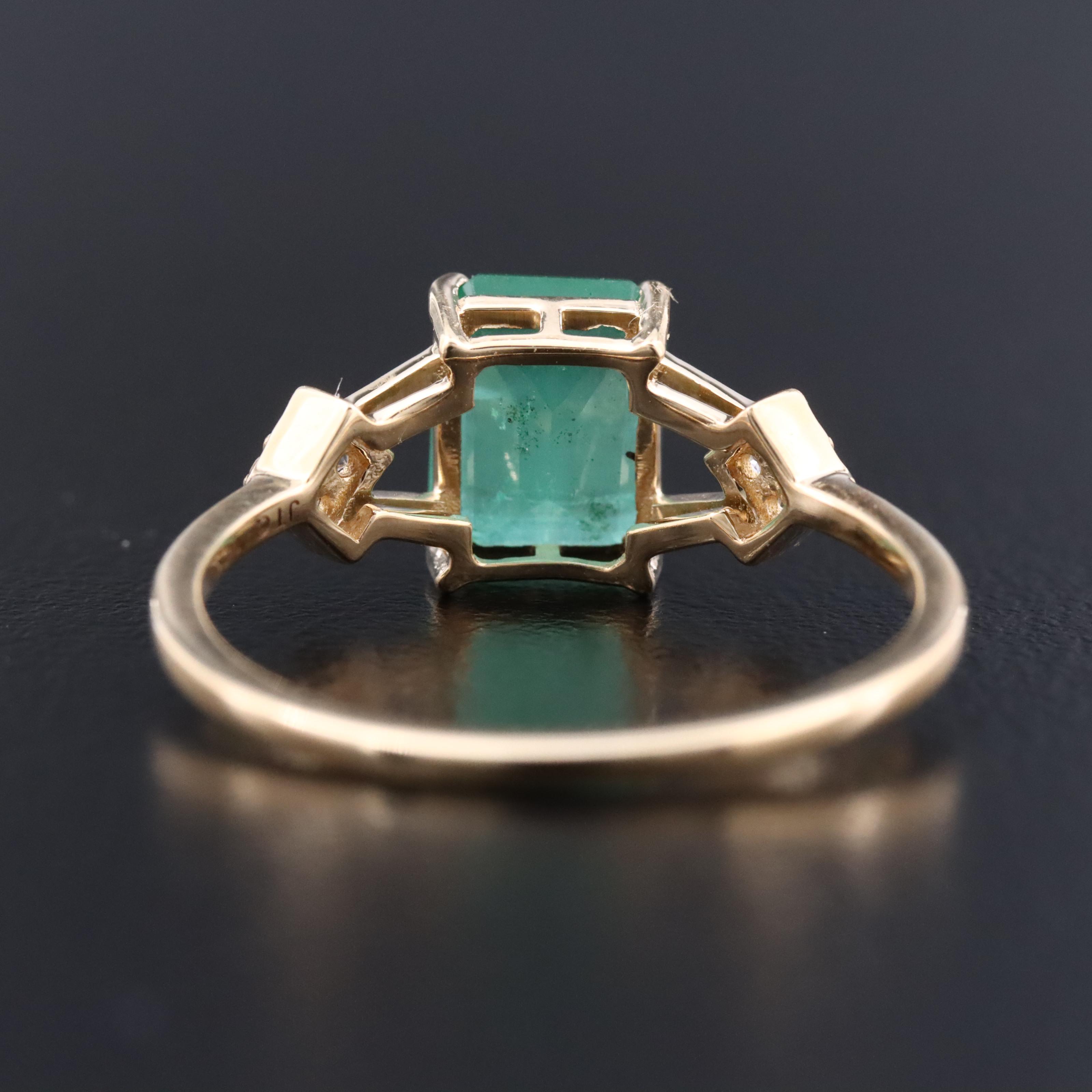 14K 1.22 CT Emerald and White Sapphire Ring