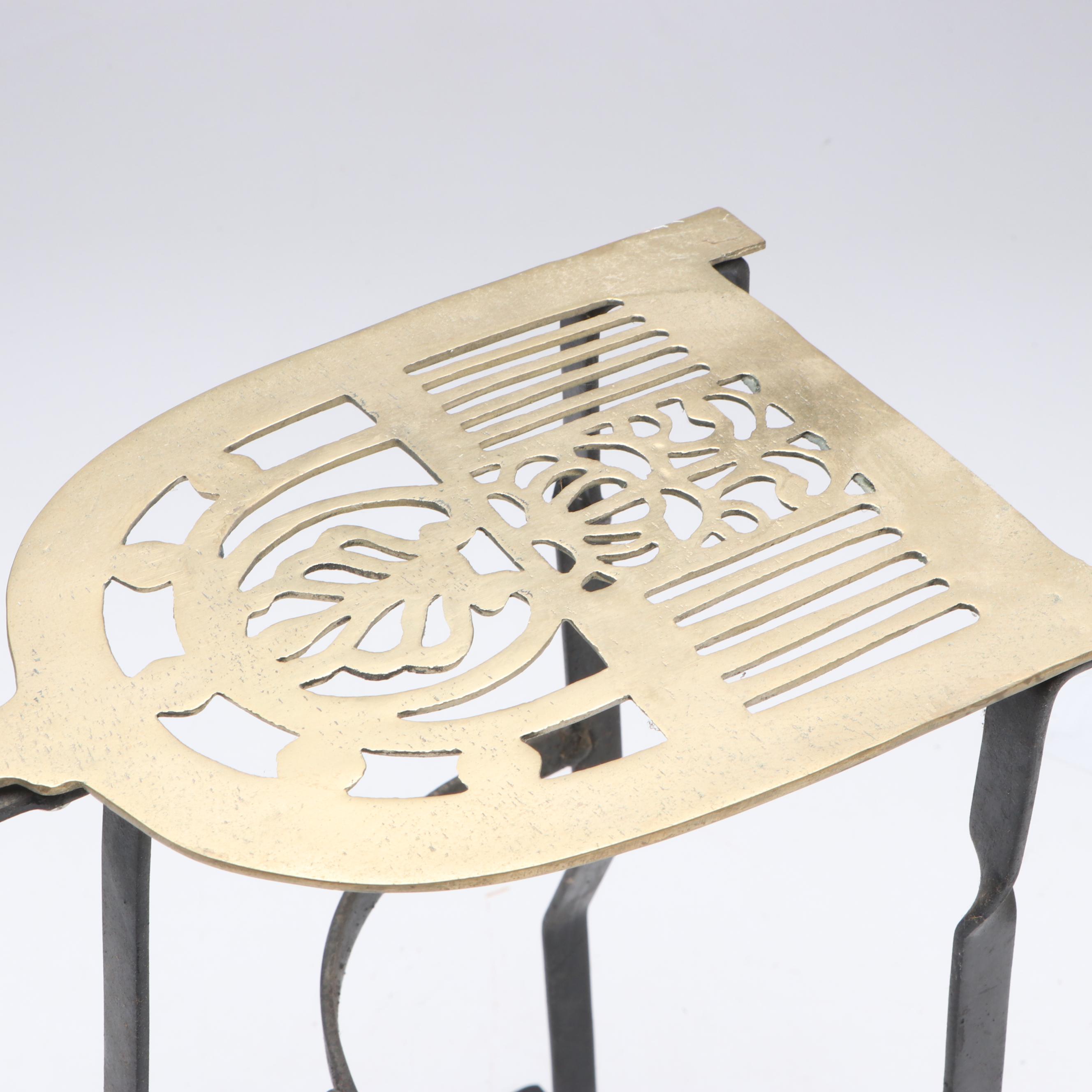 Pierce Brass Fireplace Kettle Stand