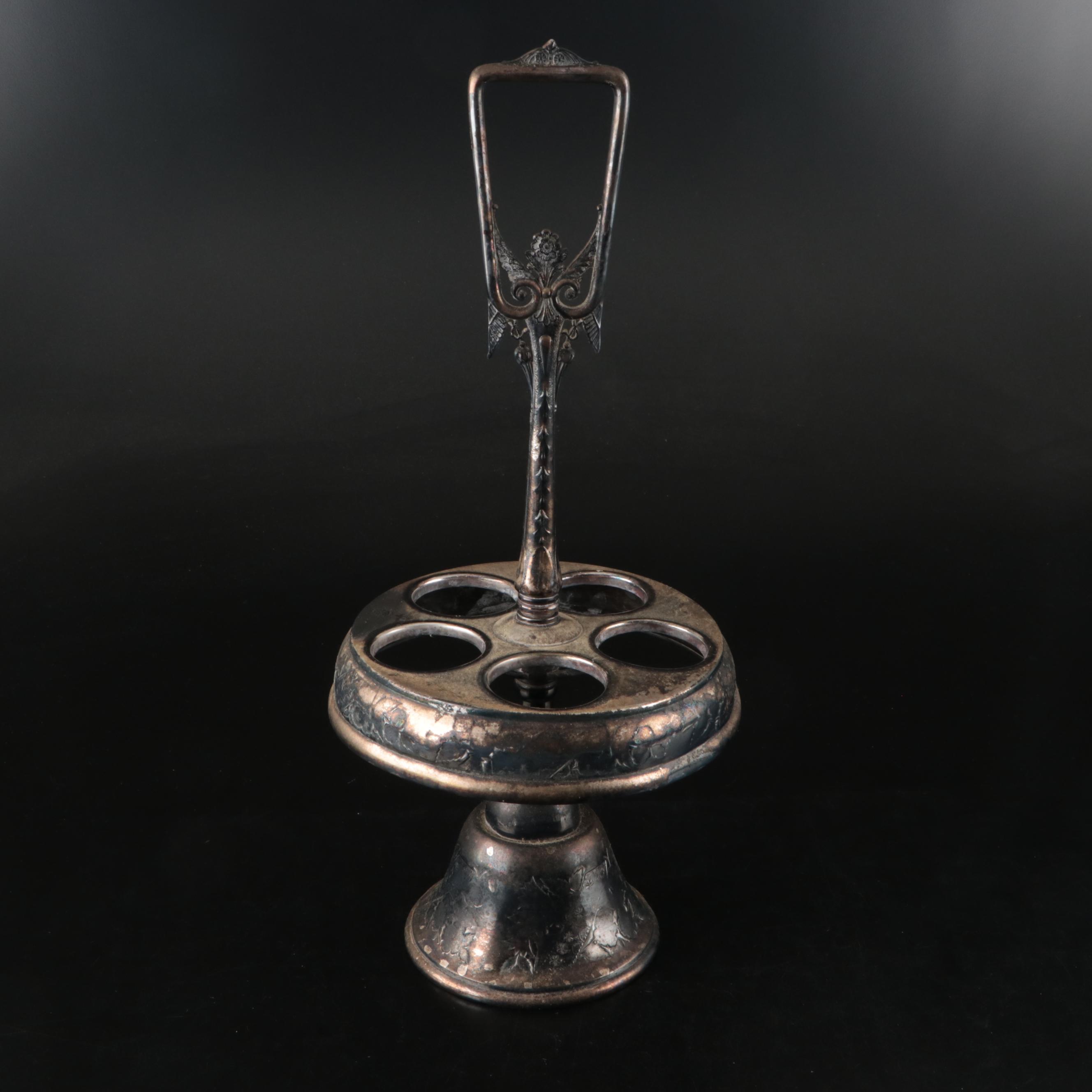 Weighted Sterling Candle Holders with Silver Plate and Ceramic Condiment Caddy