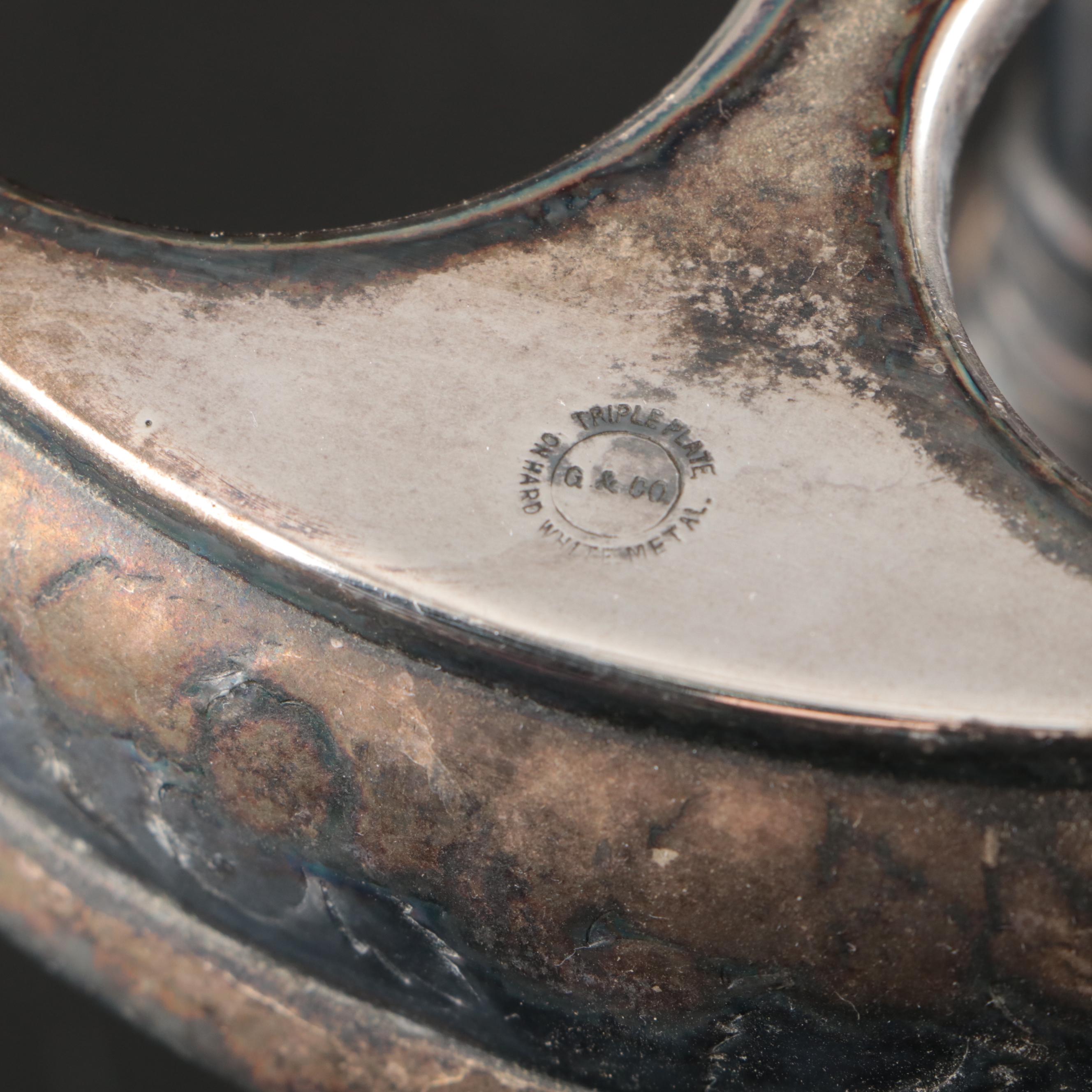 Weighted Sterling Candle Holders with Silver Plate and Ceramic Condiment Caddy