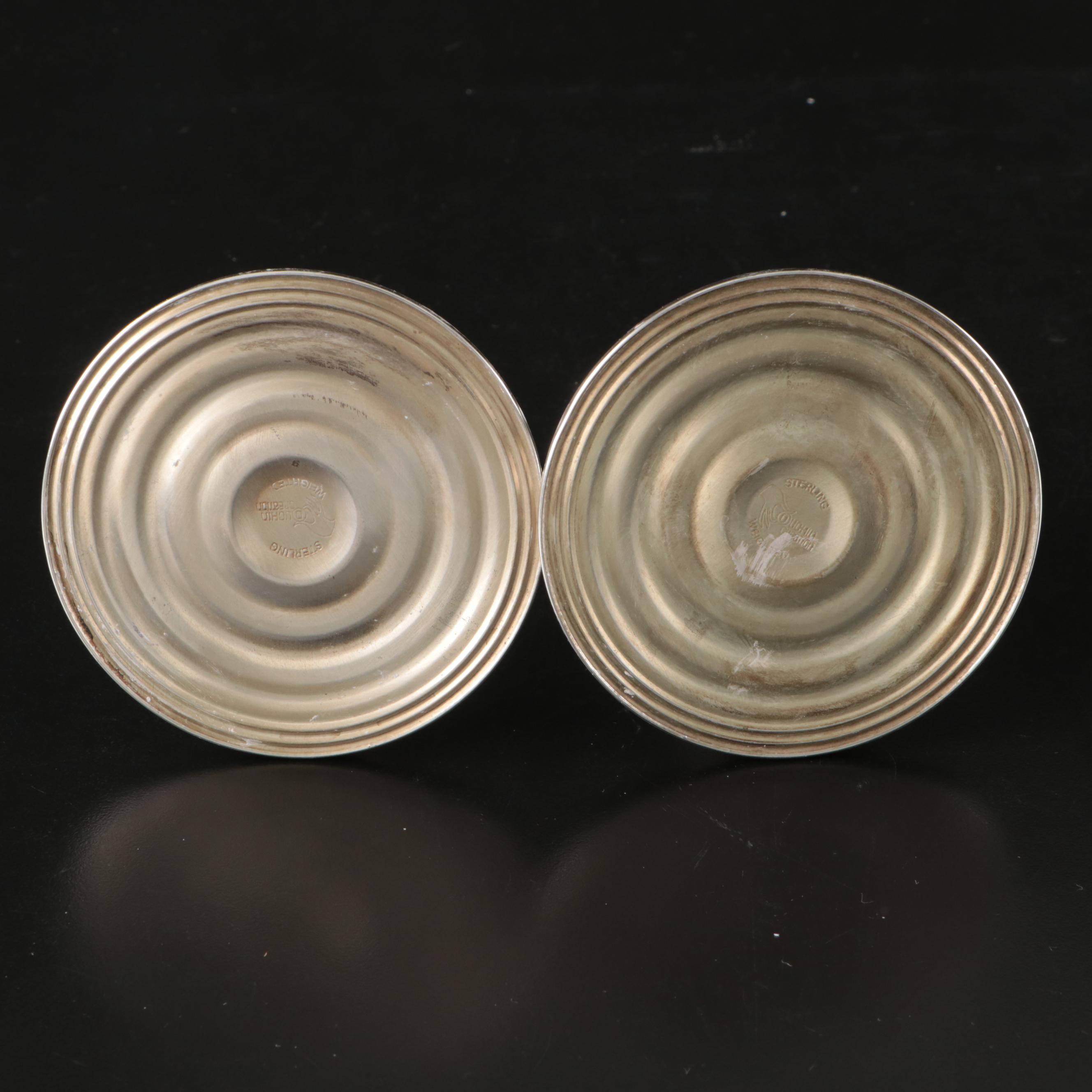 Weighted Sterling Candle Holders with Silver Plate and Ceramic Condiment Caddy