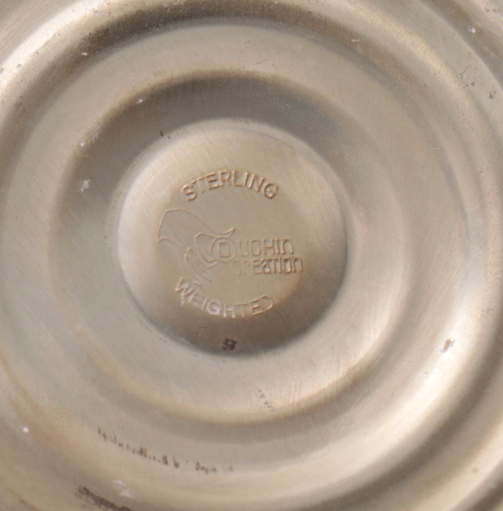 Weighted Sterling Candle Holders with Silver Plate and Ceramic Condiment Caddy