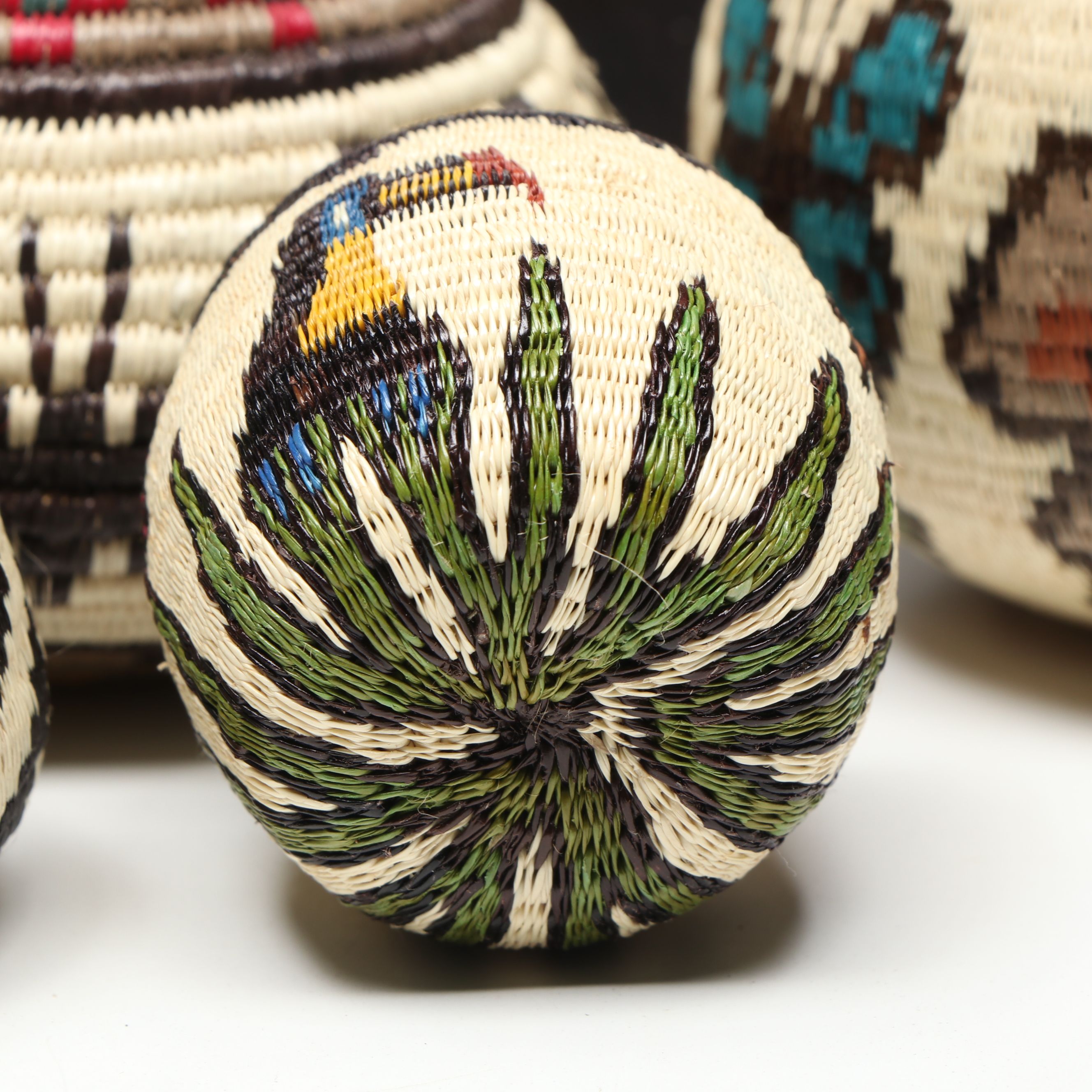 Panamanian Emberá-Wounaan Chunga Fiber Baskets with Figural Depictions