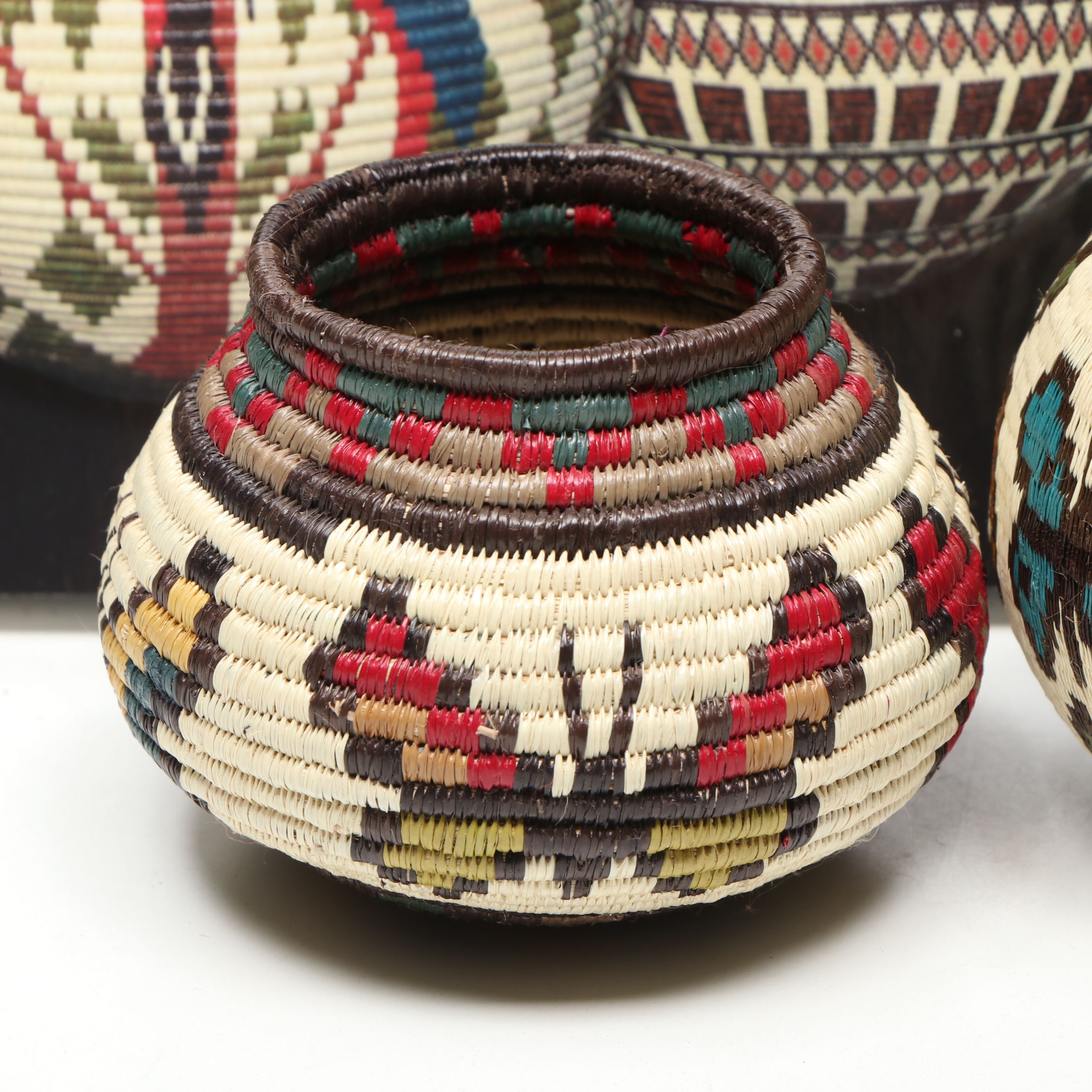 Panamanian Emberá-Wounaan Chunga Fiber Baskets with Figural Depictions