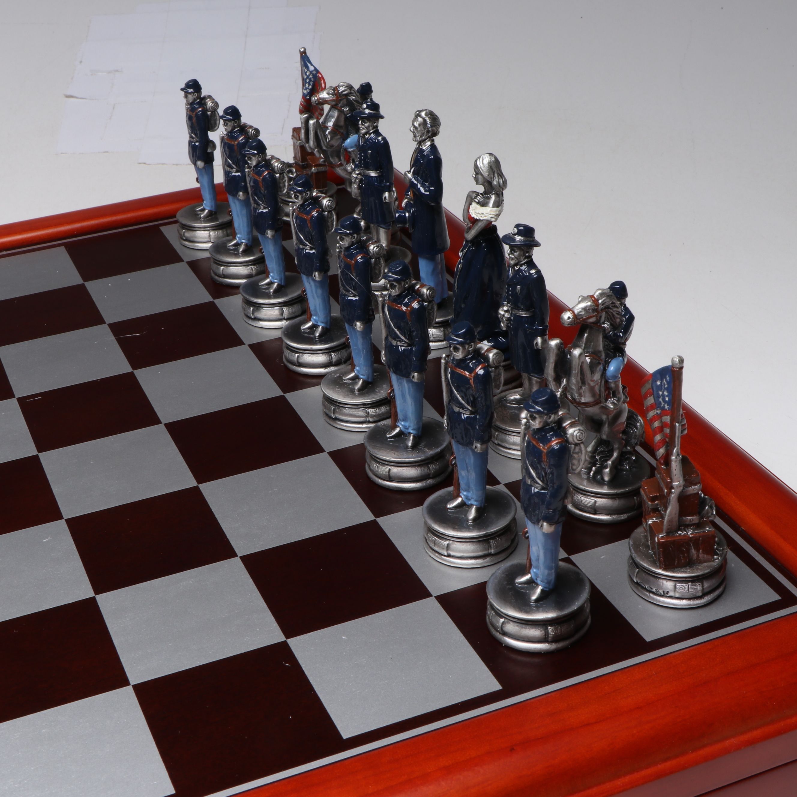 American Civil War Oak Chess Set