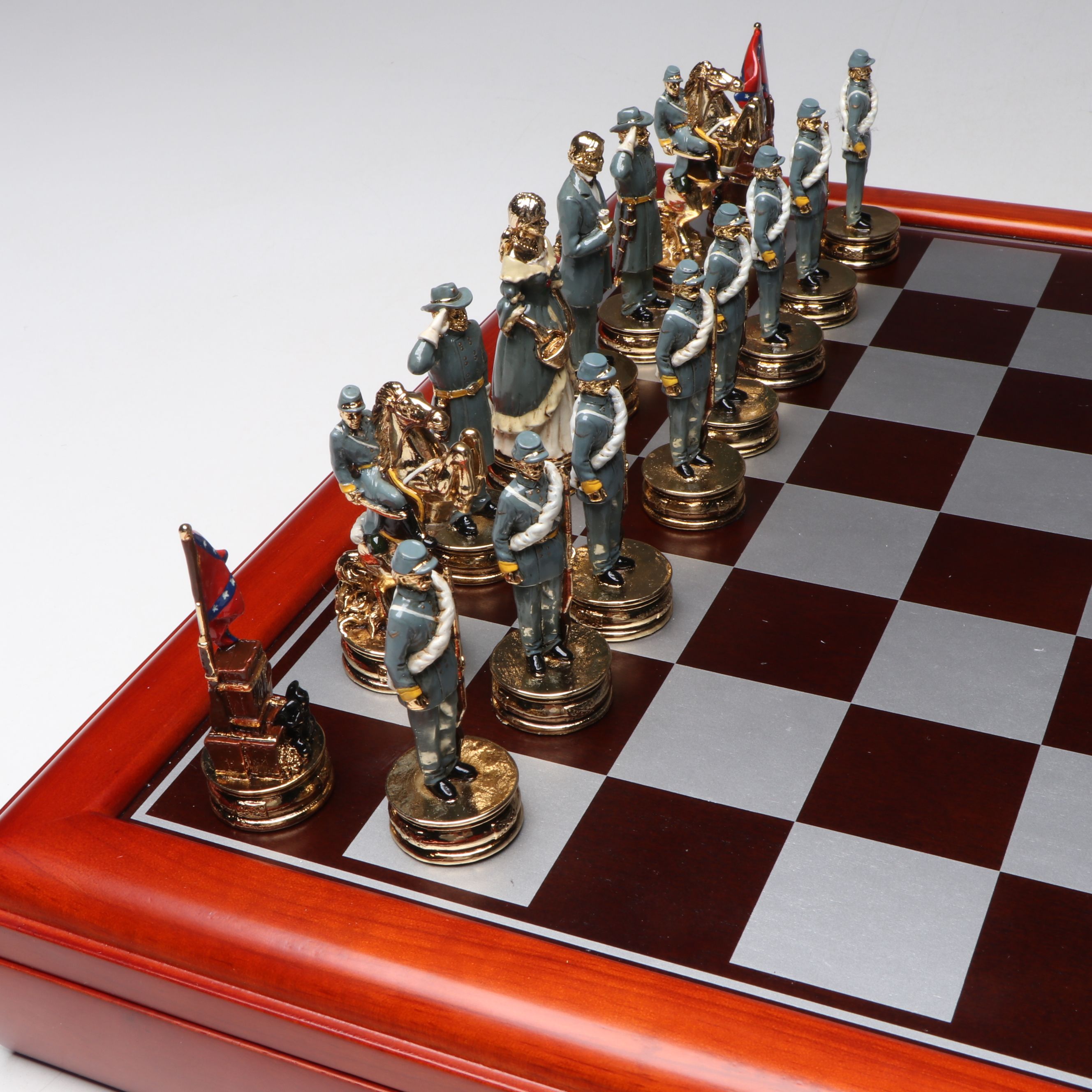 American Civil War Oak Chess Set