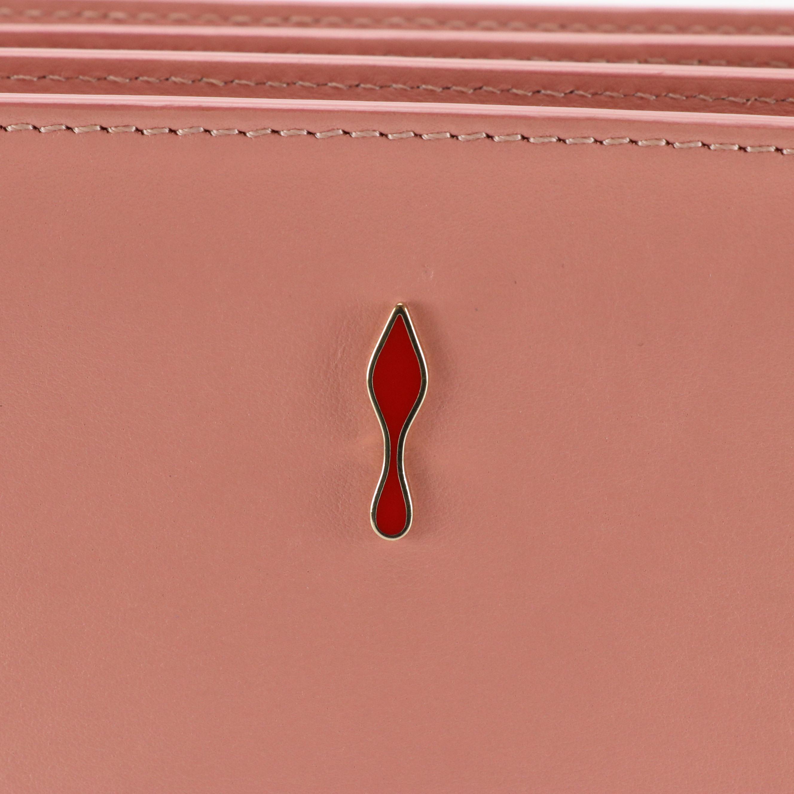 Christian Louboutin Triloubi Studded Shoulder Bag in Pink Calfskin Leather