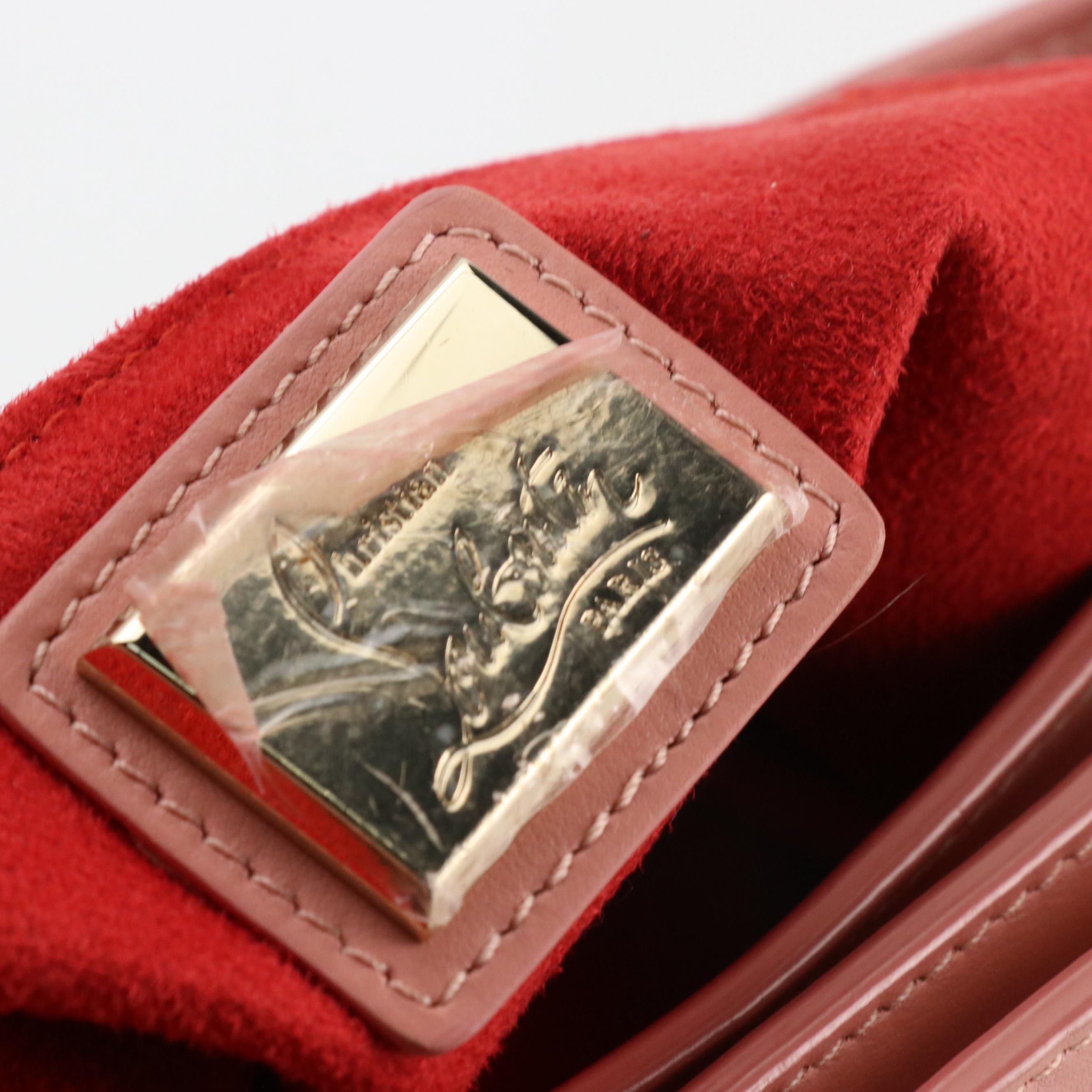 Christian Louboutin Triloubi Studded Shoulder Bag in Pink Calfskin Leather