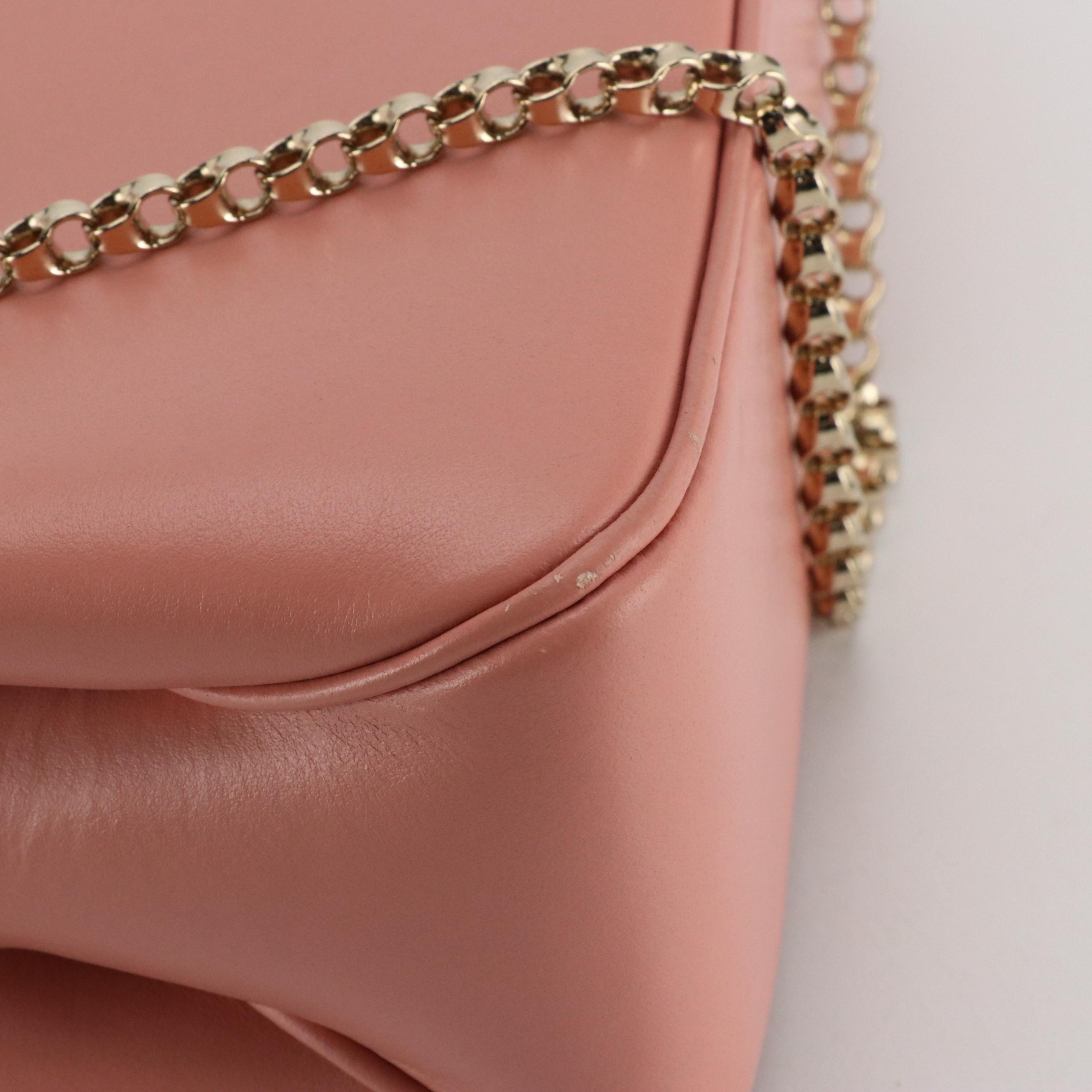 Christian Louboutin Triloubi Studded Shoulder Bag in Pink Calfskin Leather