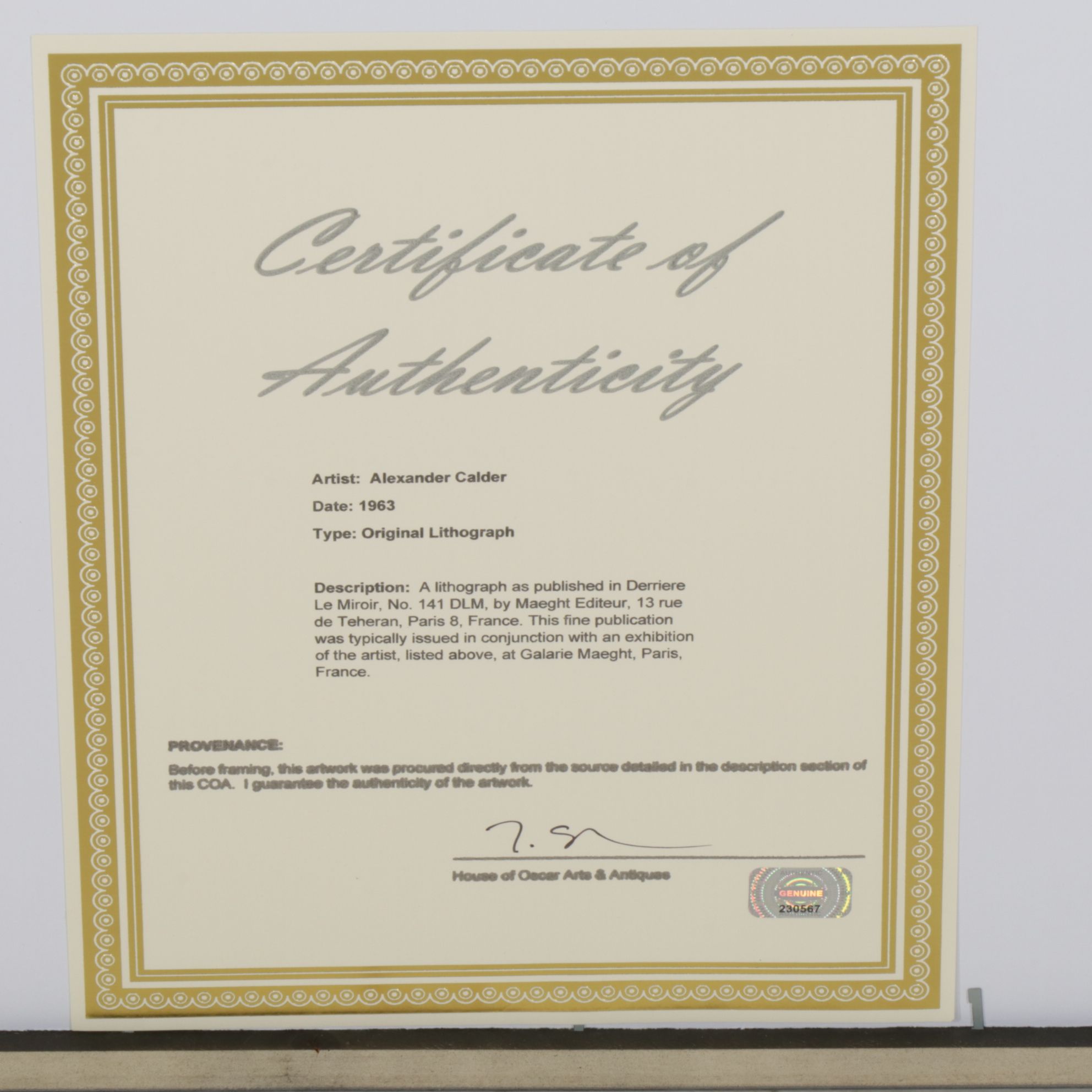 Alexander Calder Double-Page Color Lithograph for "Derrière le Miroir," 1963