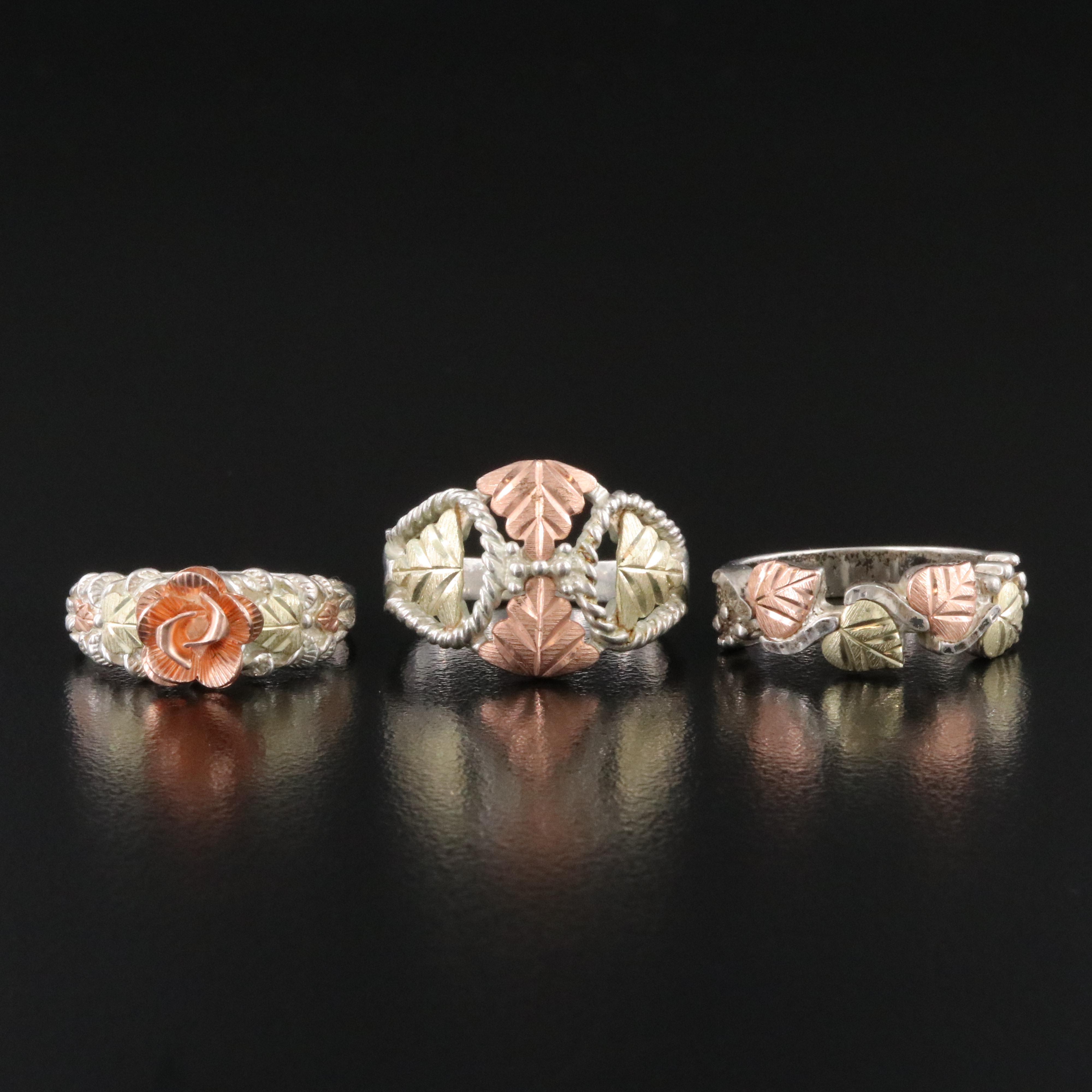 Sterling and 12K Black Hills Gold Rings