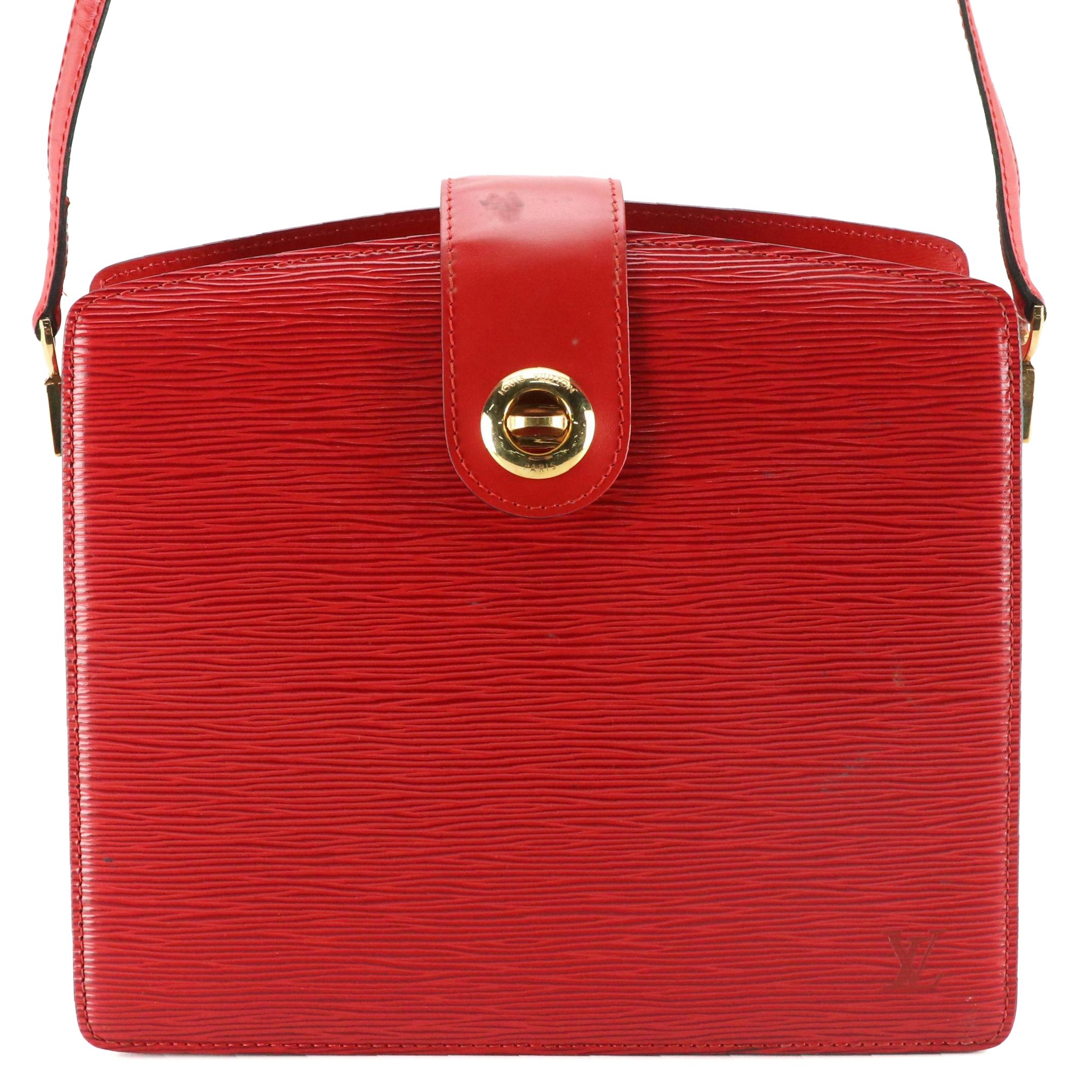 Louis Vuitton Capucines Crossbody Bag in Red Epi and Smooth Leather