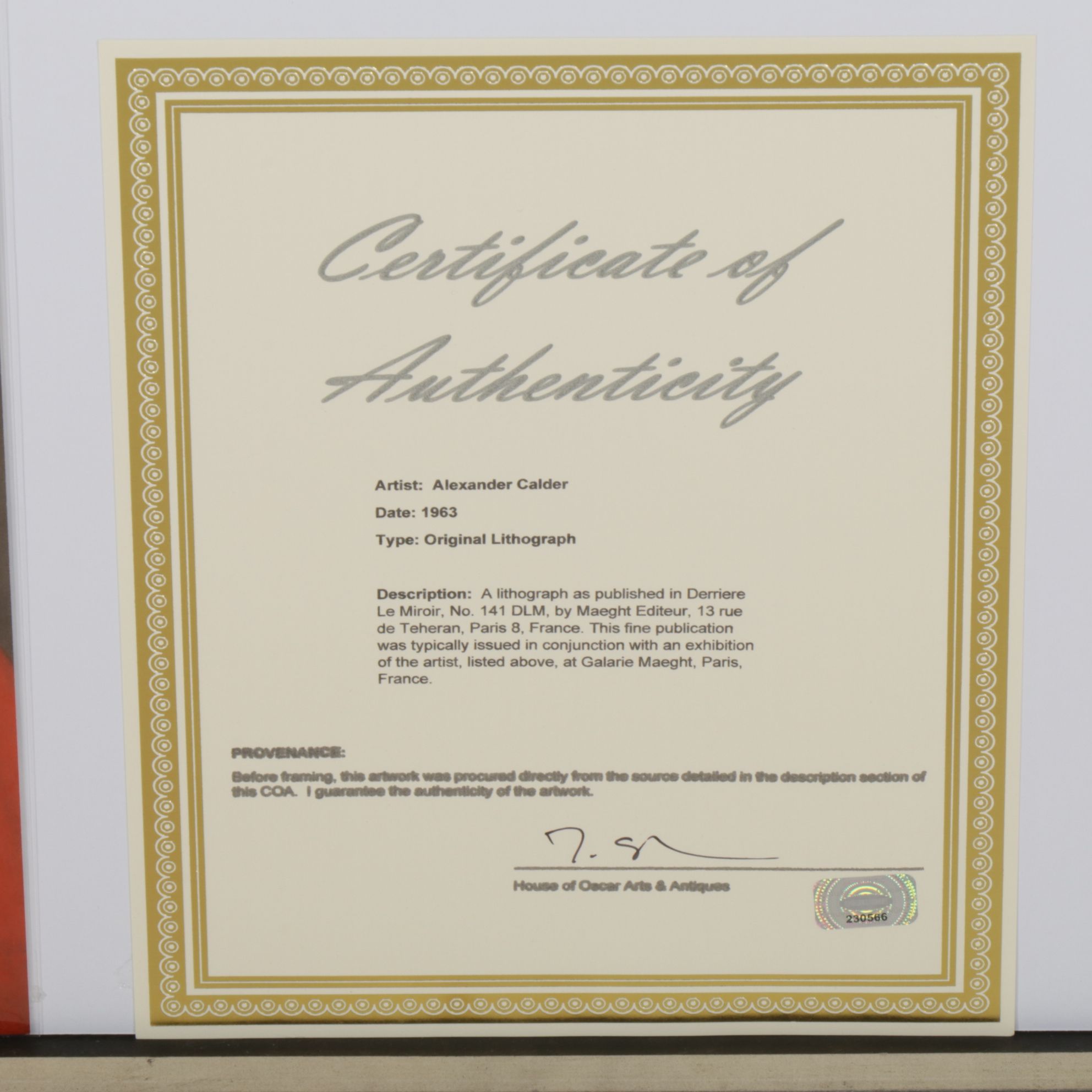 Alexander Calder Double-Page Color Lithograph for "Derrière le Miroir," 1963