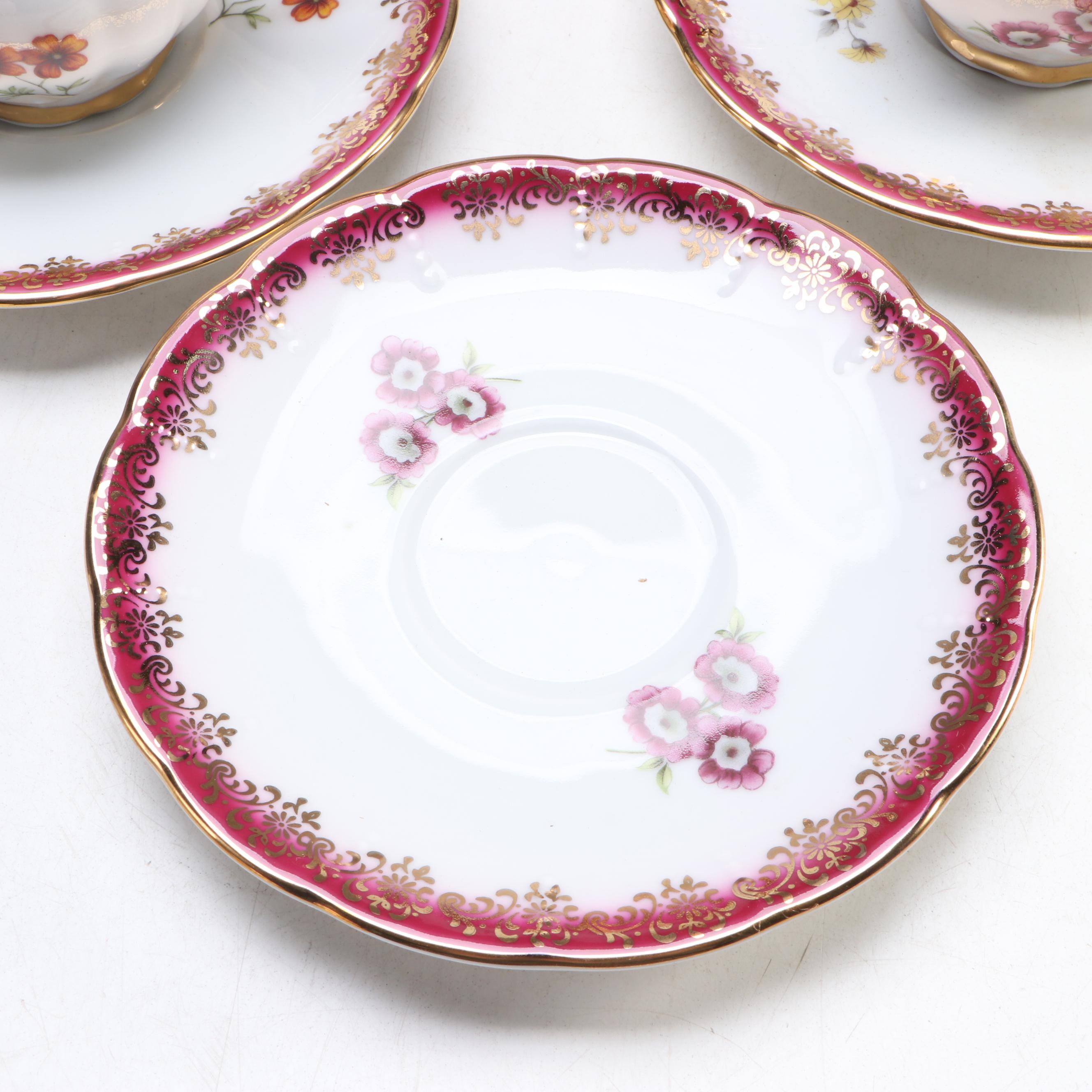 Haas-Czjzek Floral Porcelain Tea Ware with Lenox "Landmark Platinum" Mugs