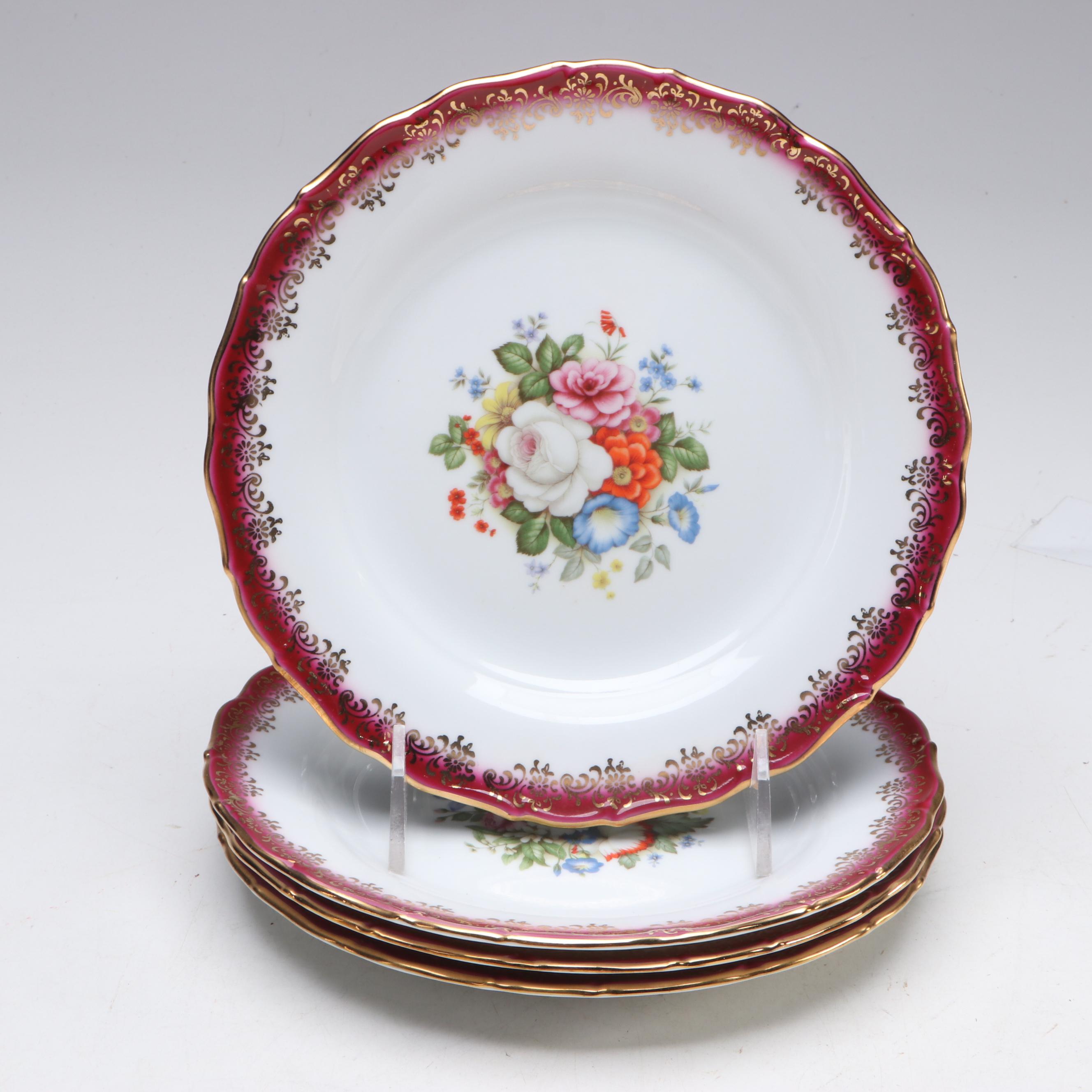 Haas-Czjzek Floral Porcelain Tea Ware with Lenox "Landmark Platinum" Mugs