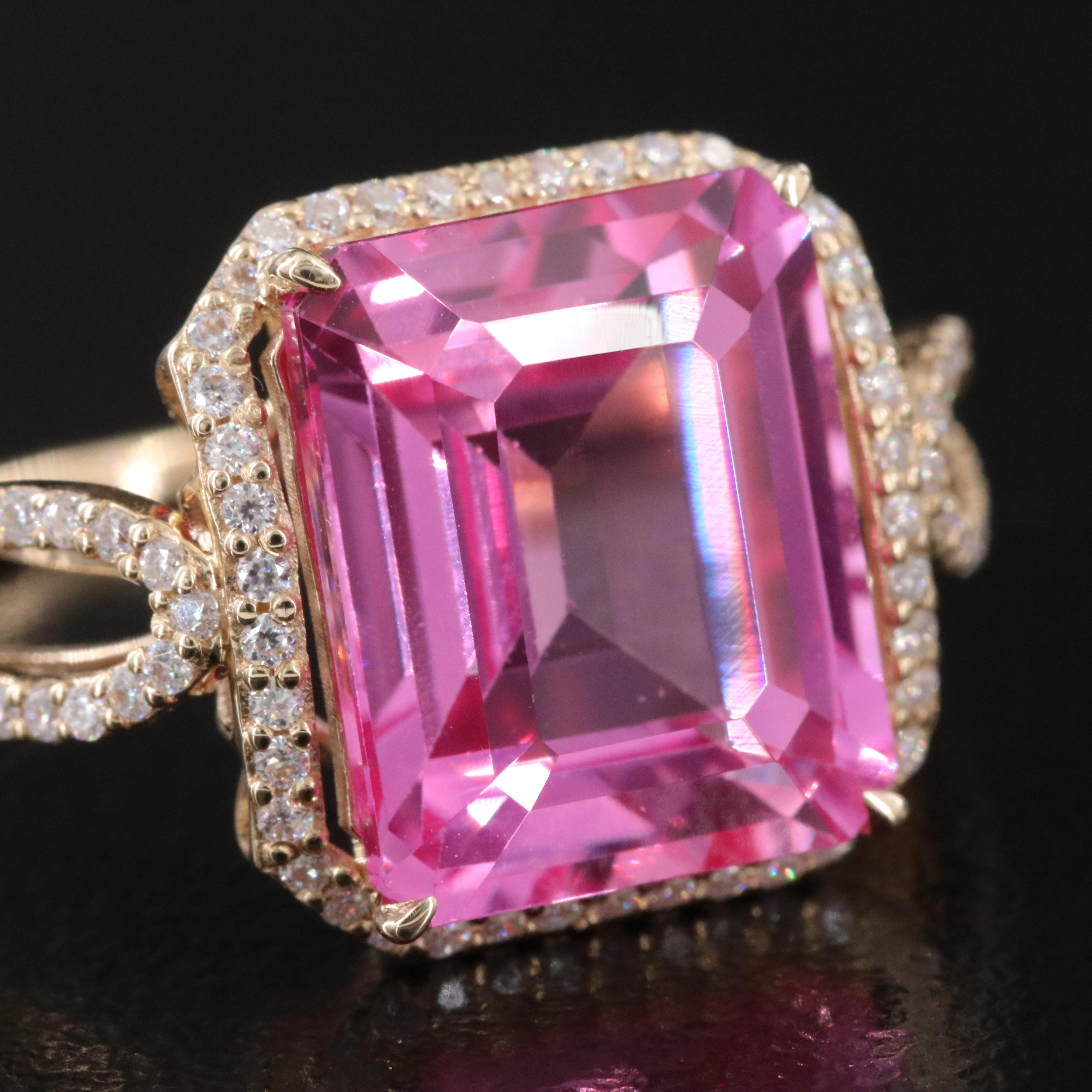 14K Sapphire and Moissanite Ring