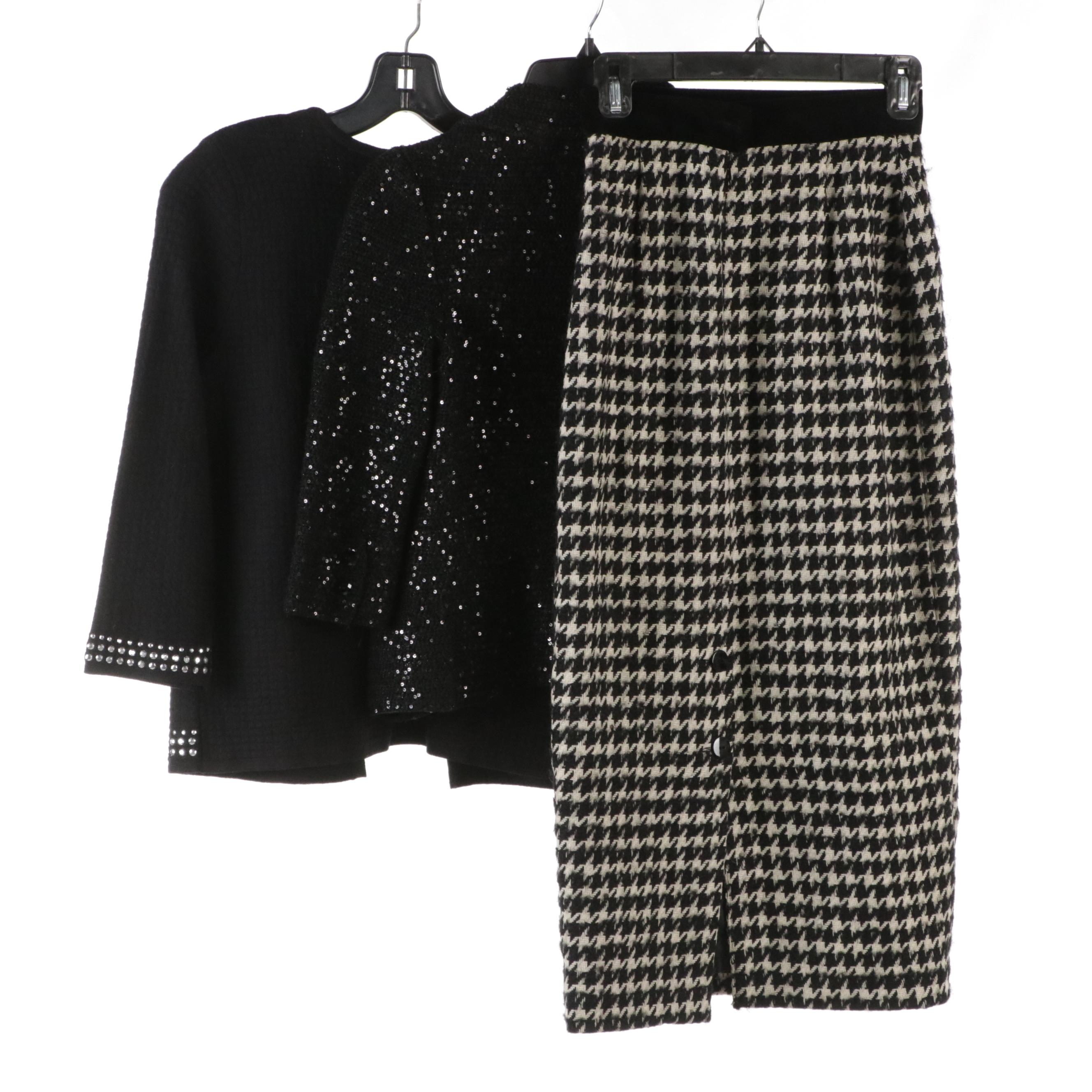 Escada Wool Houndstooth Maxi Pencil Skirt, Alfred Dunner and Other Sequin Jacket