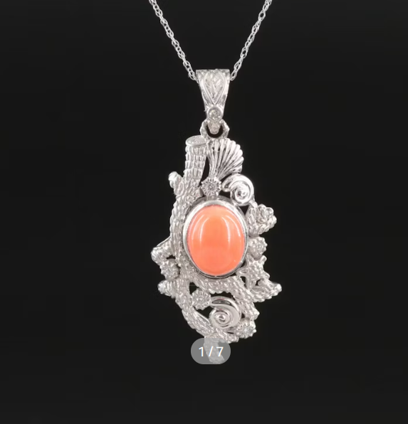 Chromia 18K Coral and Diamond Enhancer Pendant Necklace