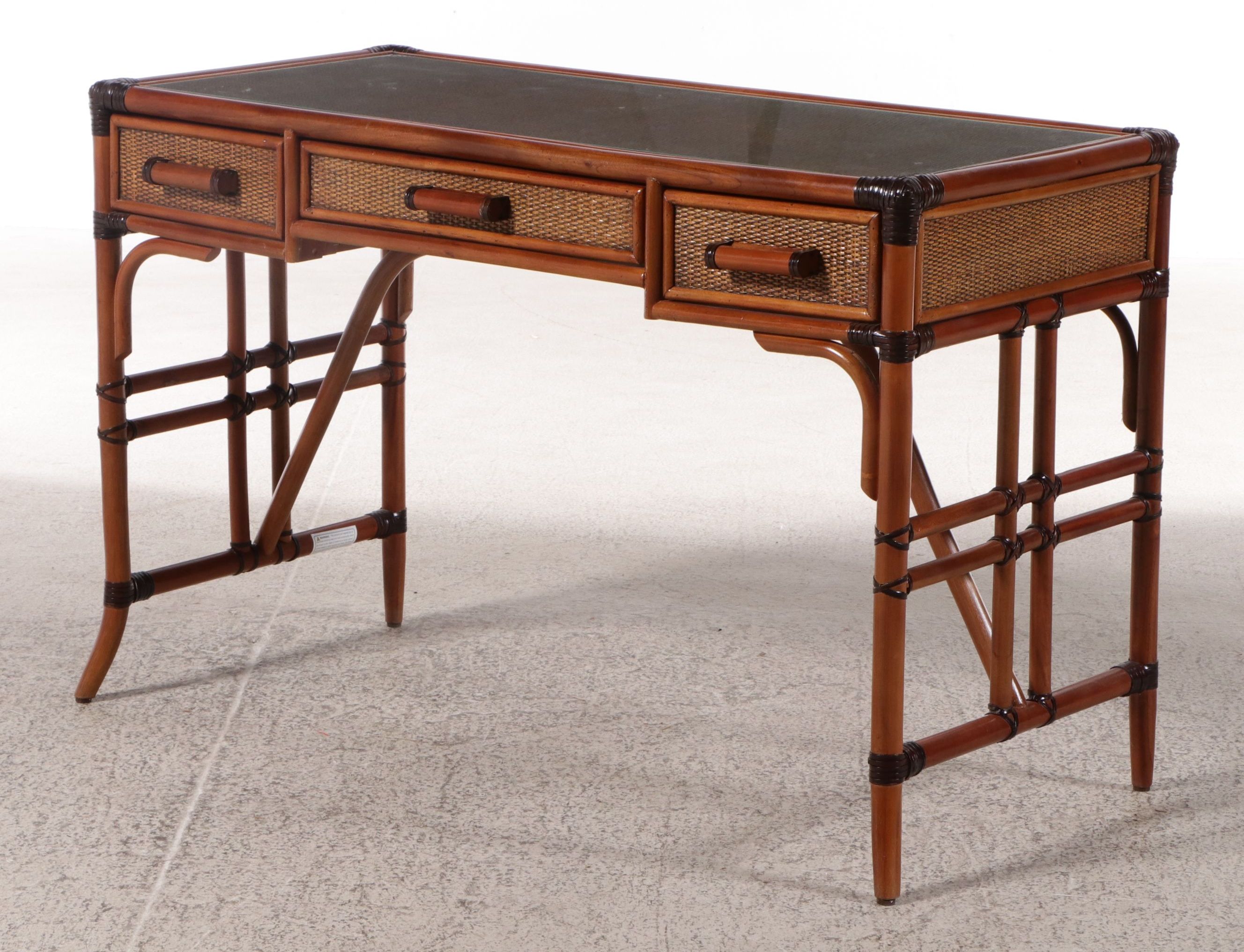 Pelican Reef Bamboo Turned and Rattan Desk