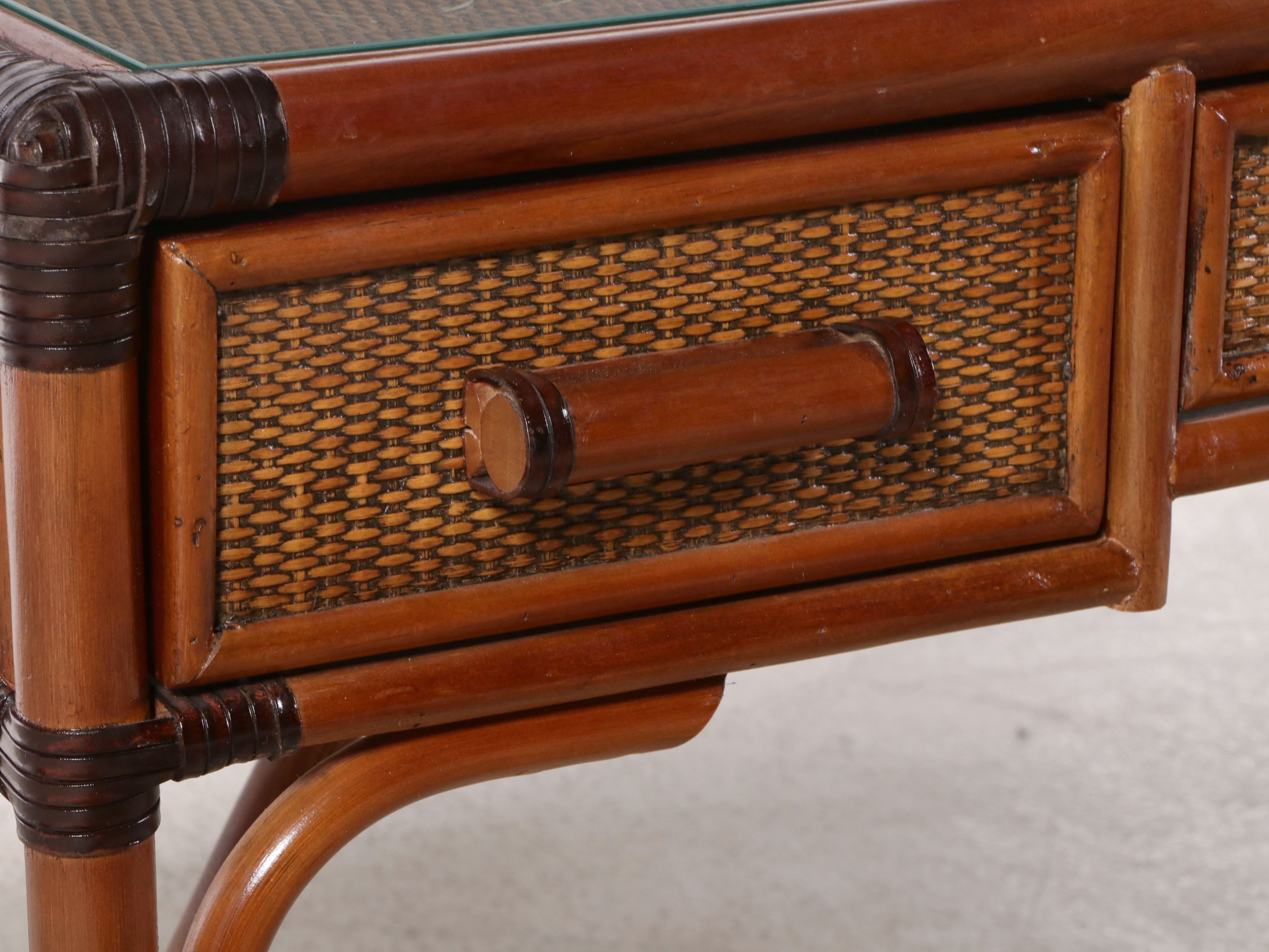 Pelican Reef Bamboo Turned and Rattan Desk