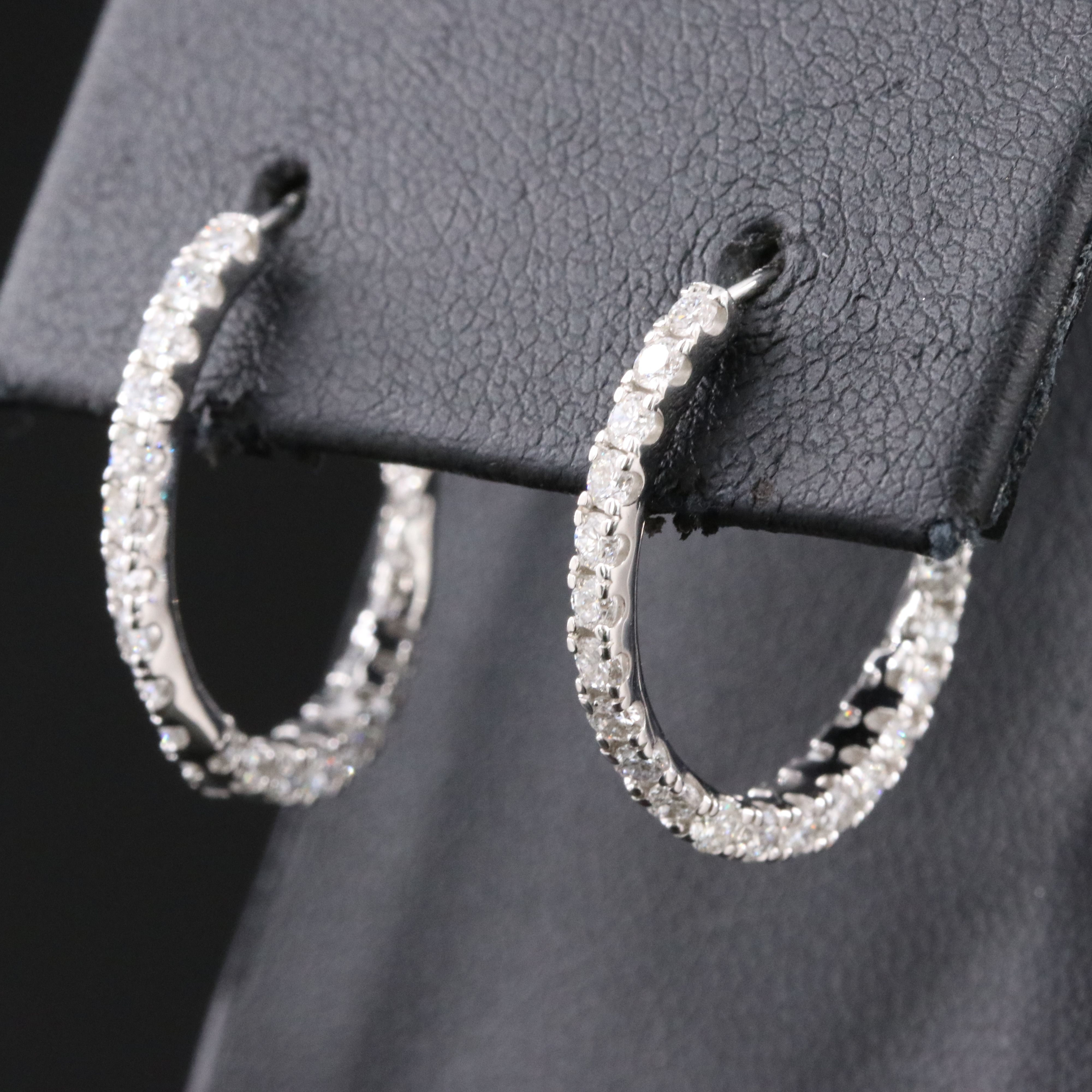 14K 1.12 CTW Lab Grown Diamond Half Hoop Earrings