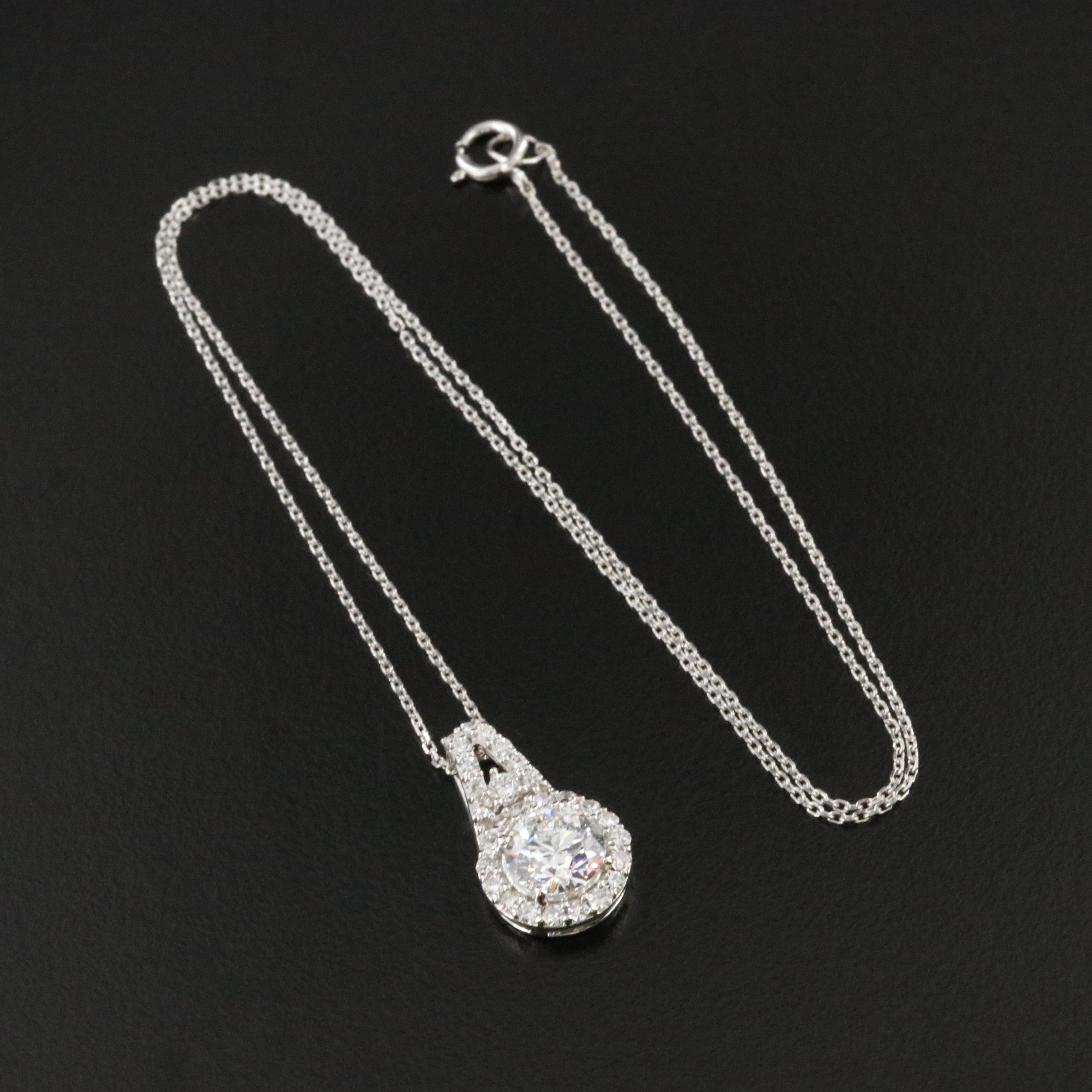 14K 2.04 CTW Lab Grown Diamond Pendant Necklace with Online GIA Report