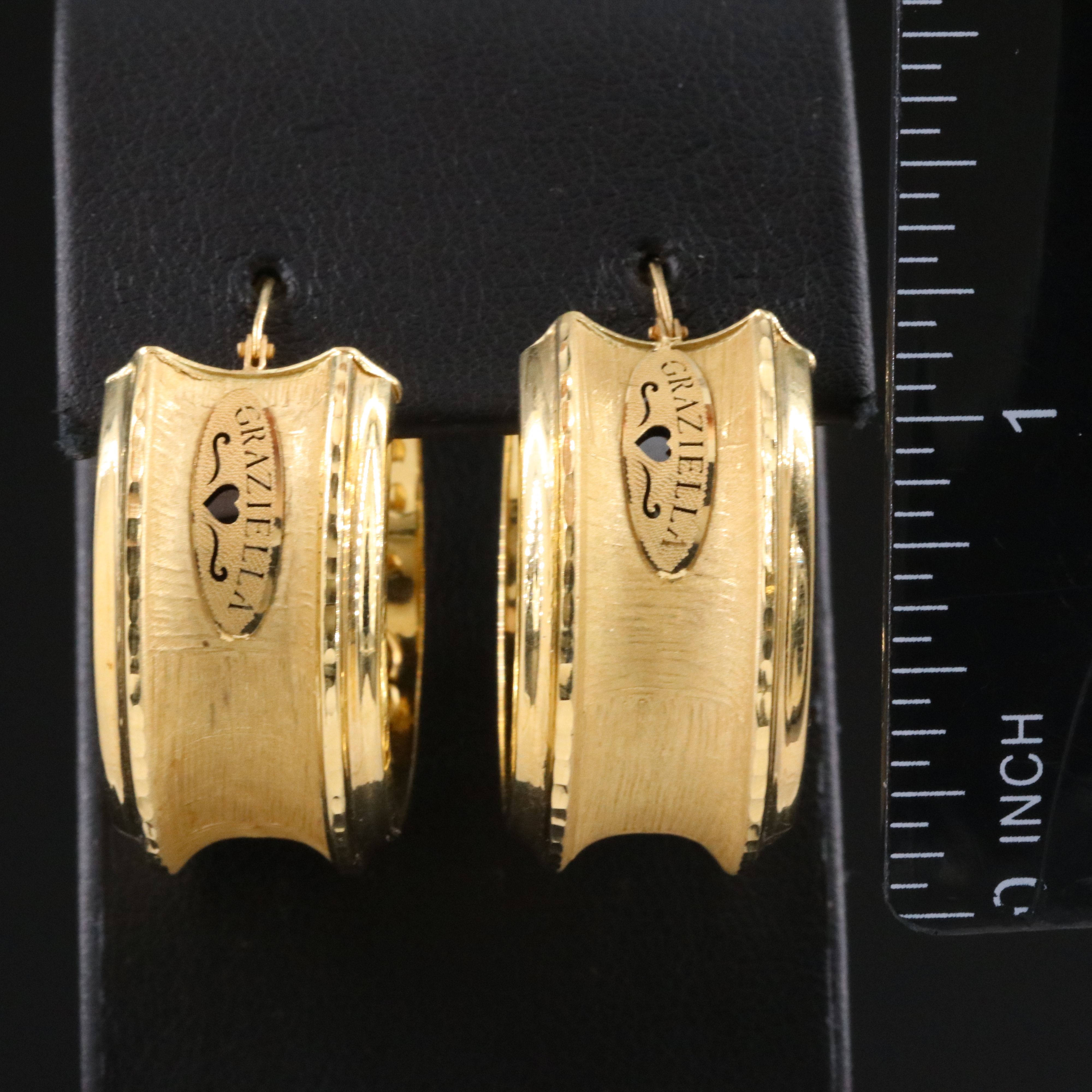 Graziella 18K Logo Textured Hoop Earrings