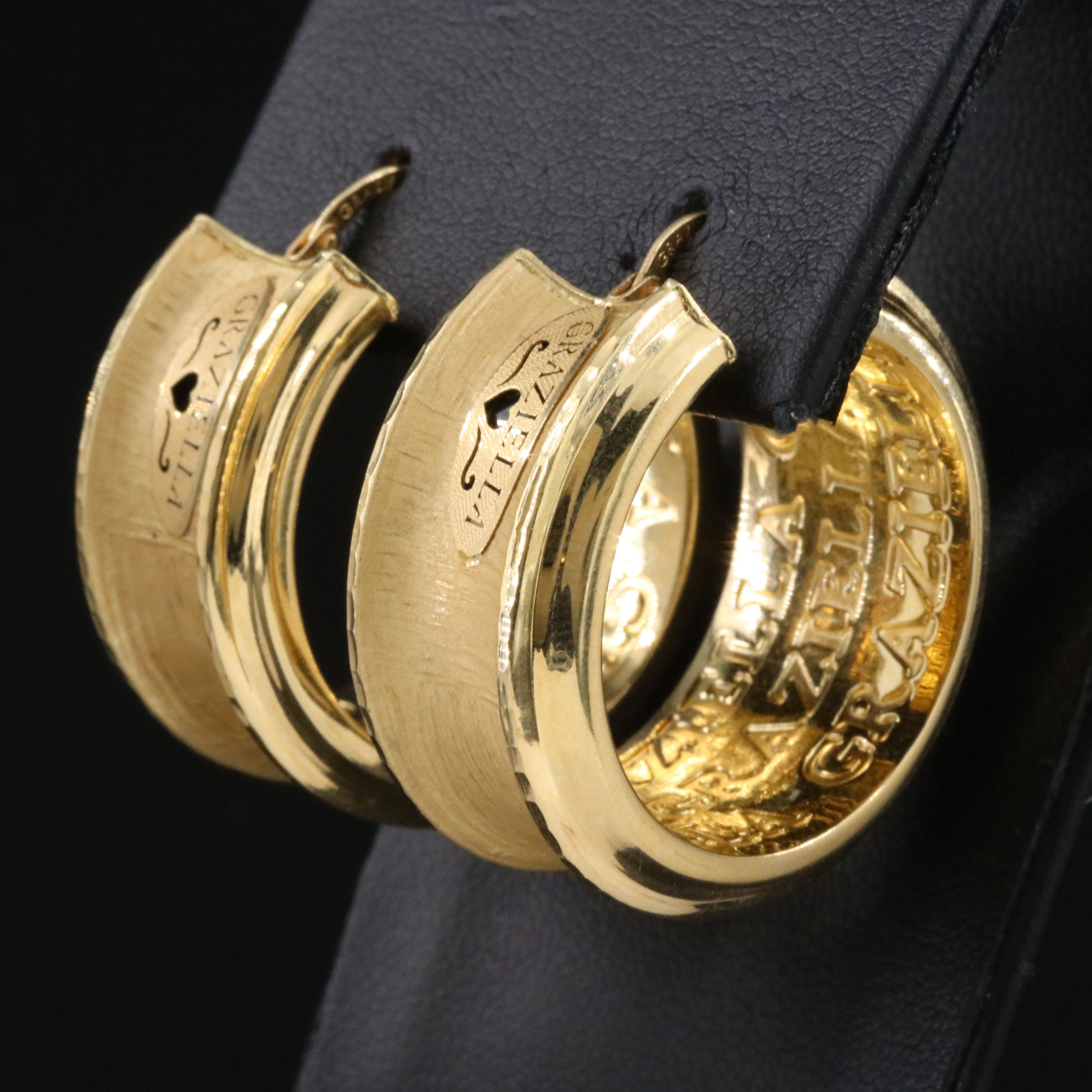 Graziella 18K Logo Textured Hoop Earrings