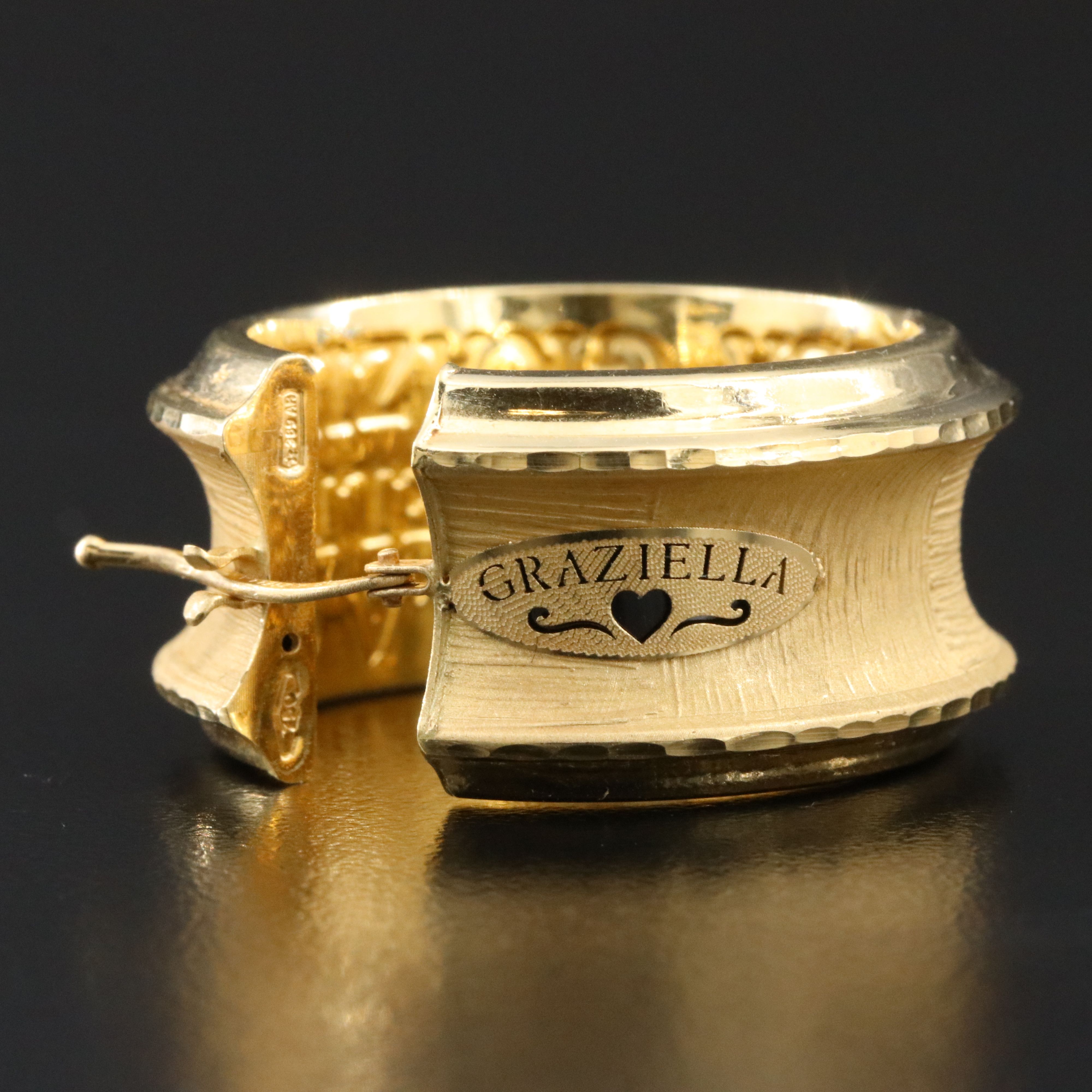 Graziella 18K Logo Textured Hoop Earrings