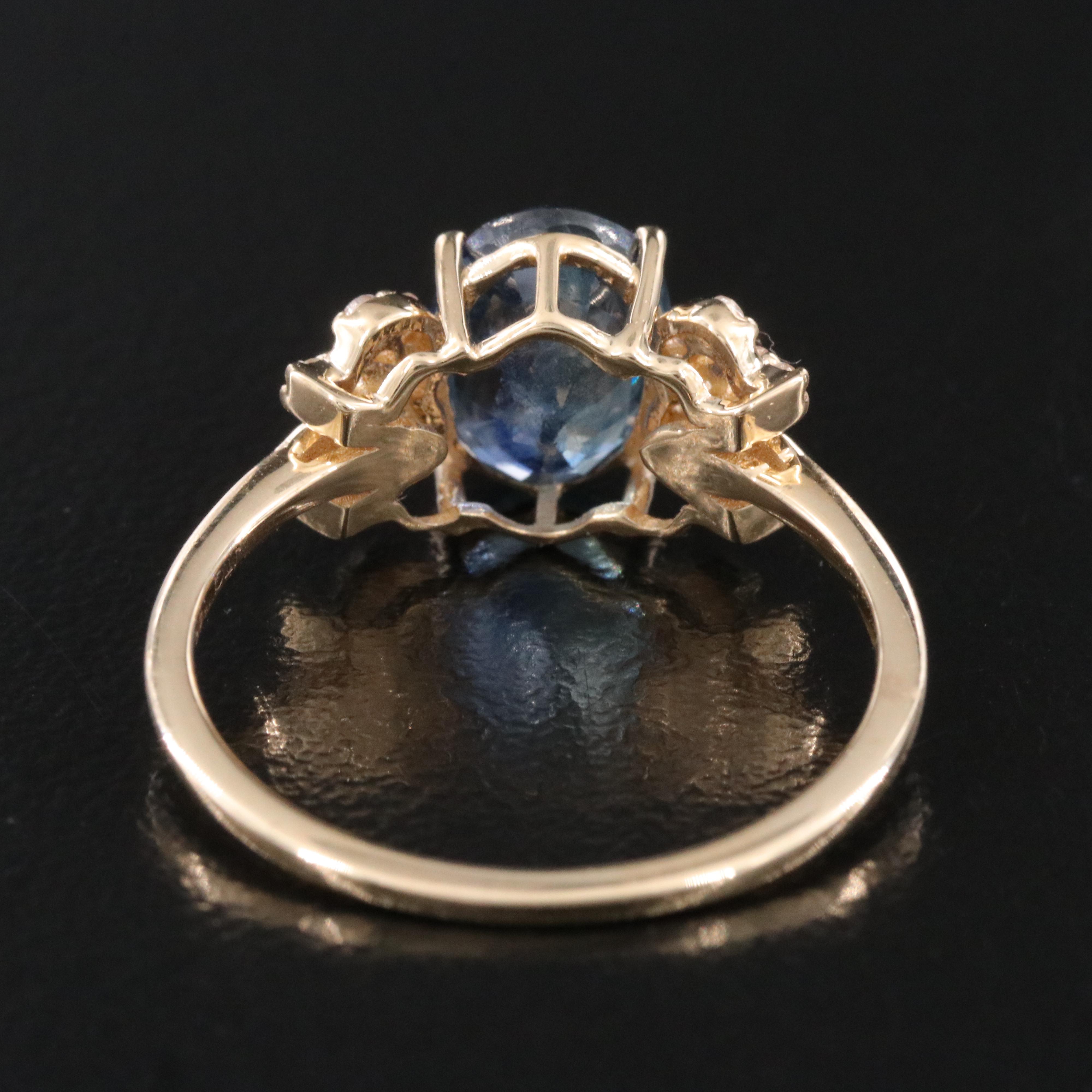 14K 2.20 CT Blue and White Sapphire Ring
